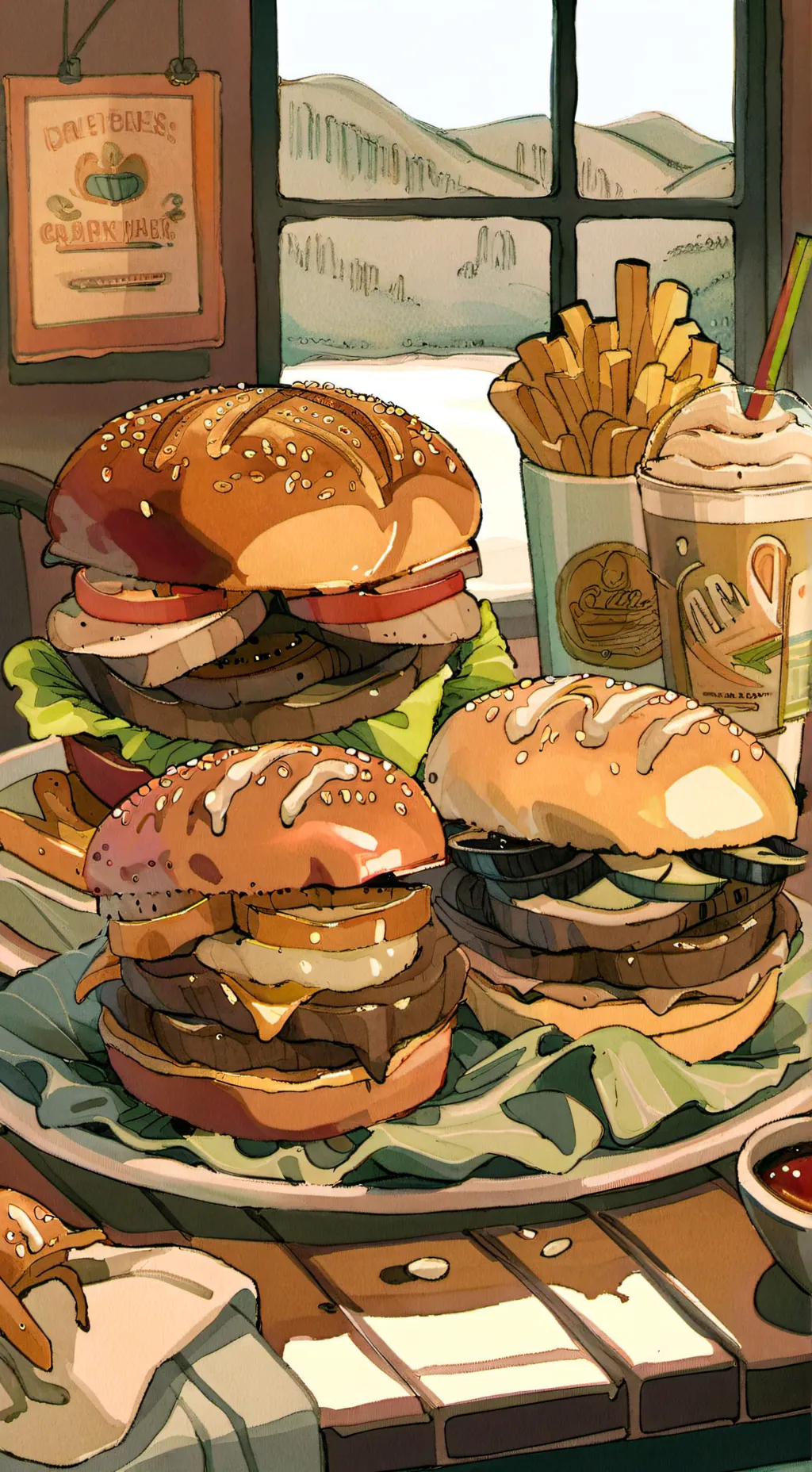 ai character: HH AT MCDONALD'SS background