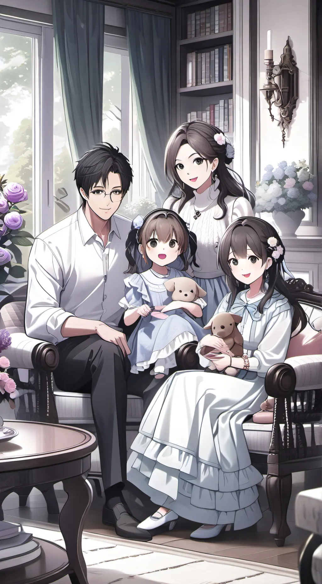 ai character: ta famille  background