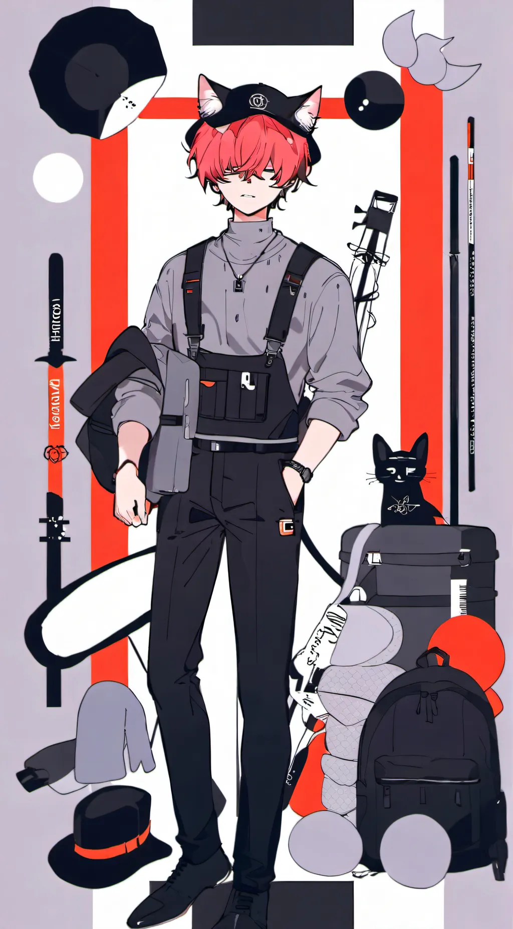 ai character: Eric~❤🖤😽 background