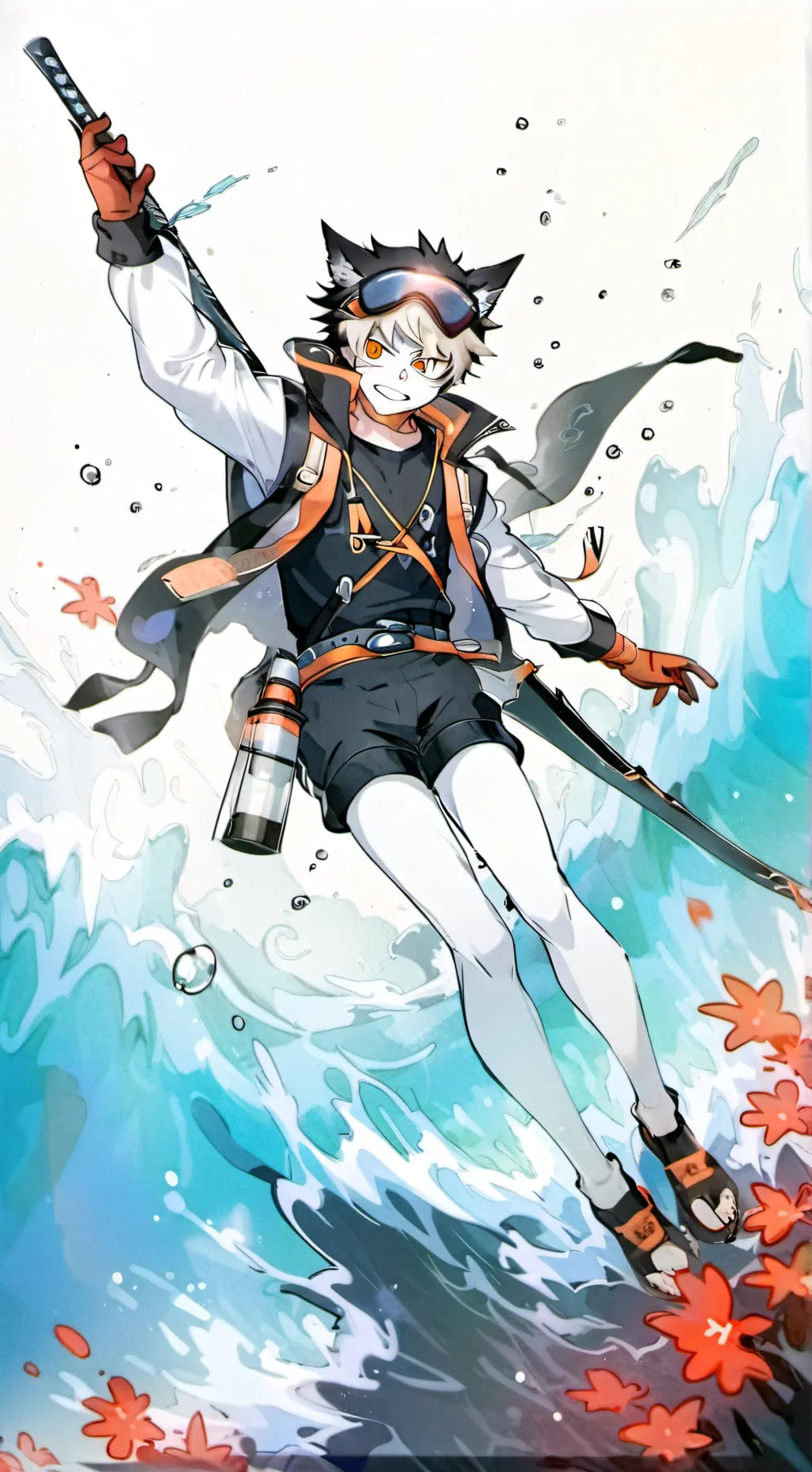 ai character: bakudeku 🧡💚 background
