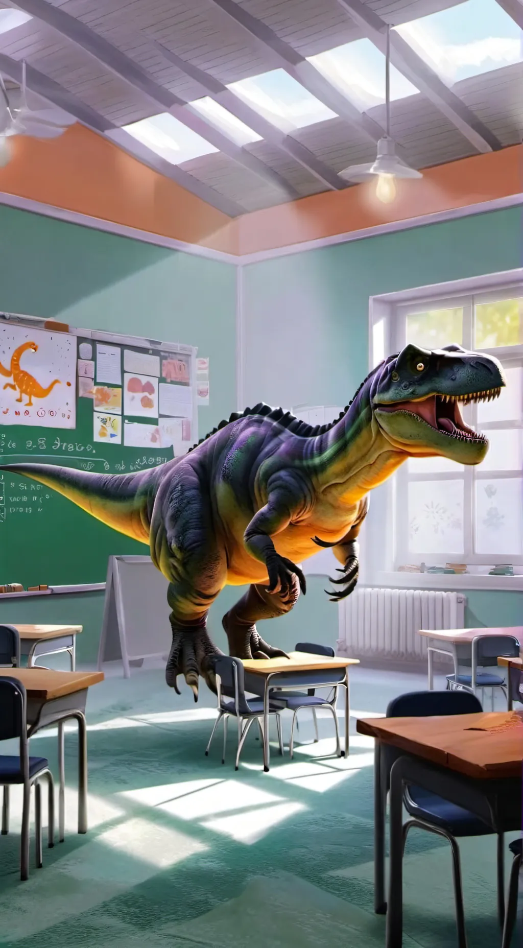 ai character: Dino high school  background