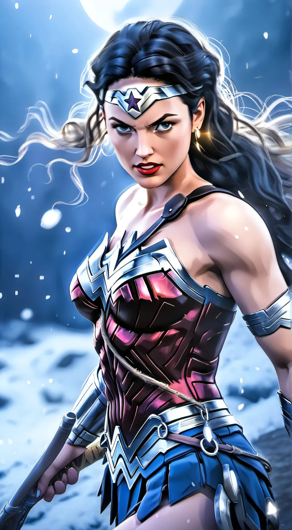 ai character: Mujer Maravilla background