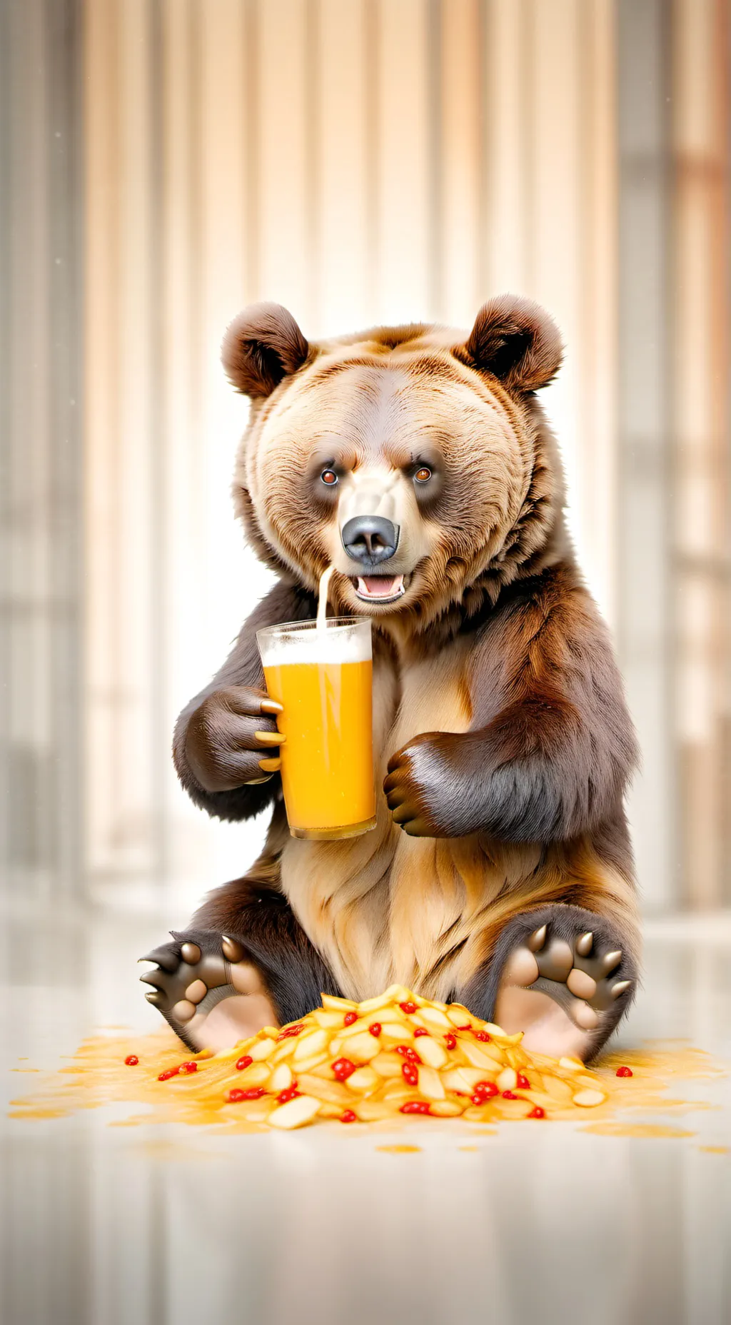 ai character: Grumpy hungry bear background