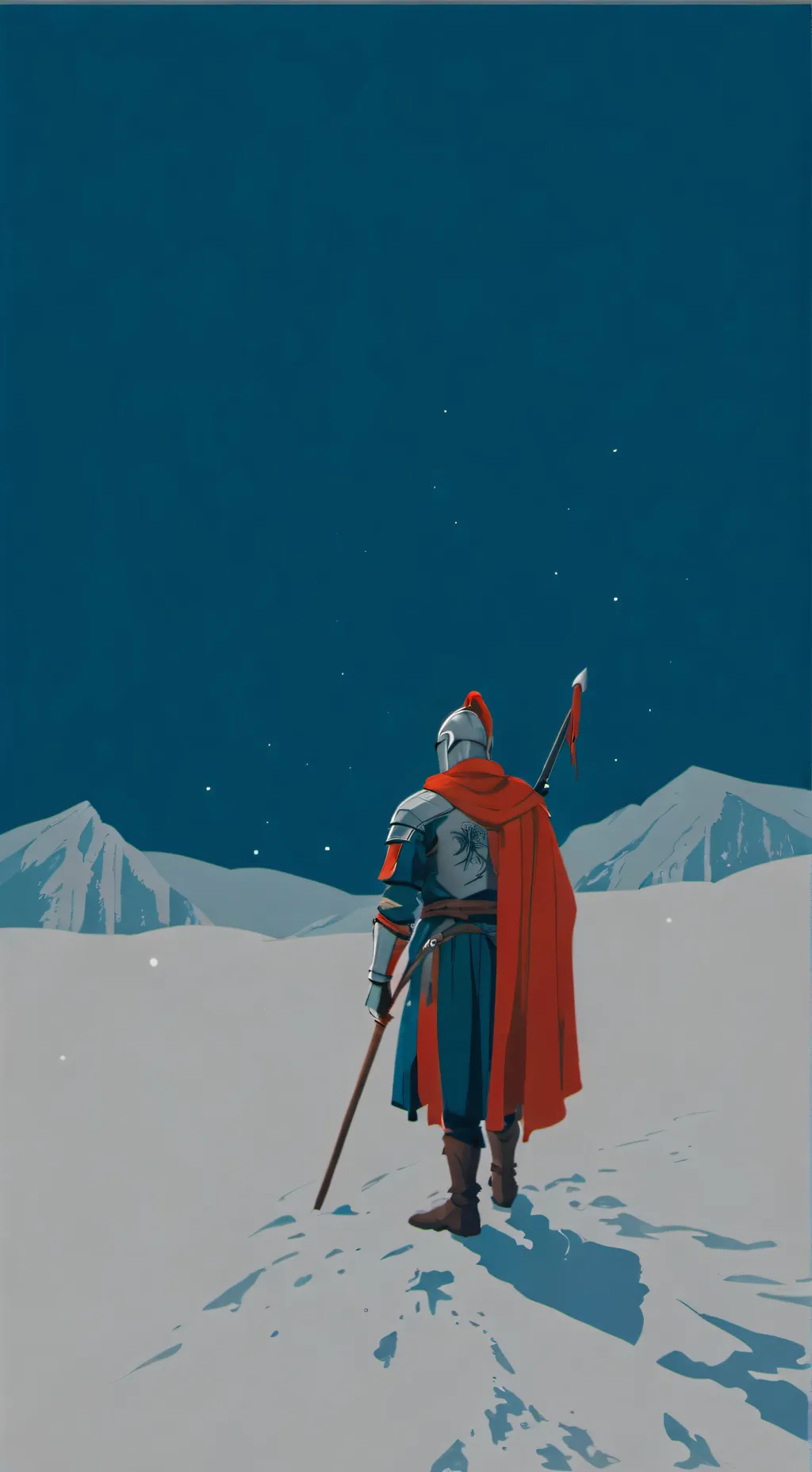 ai character: knight and snow background