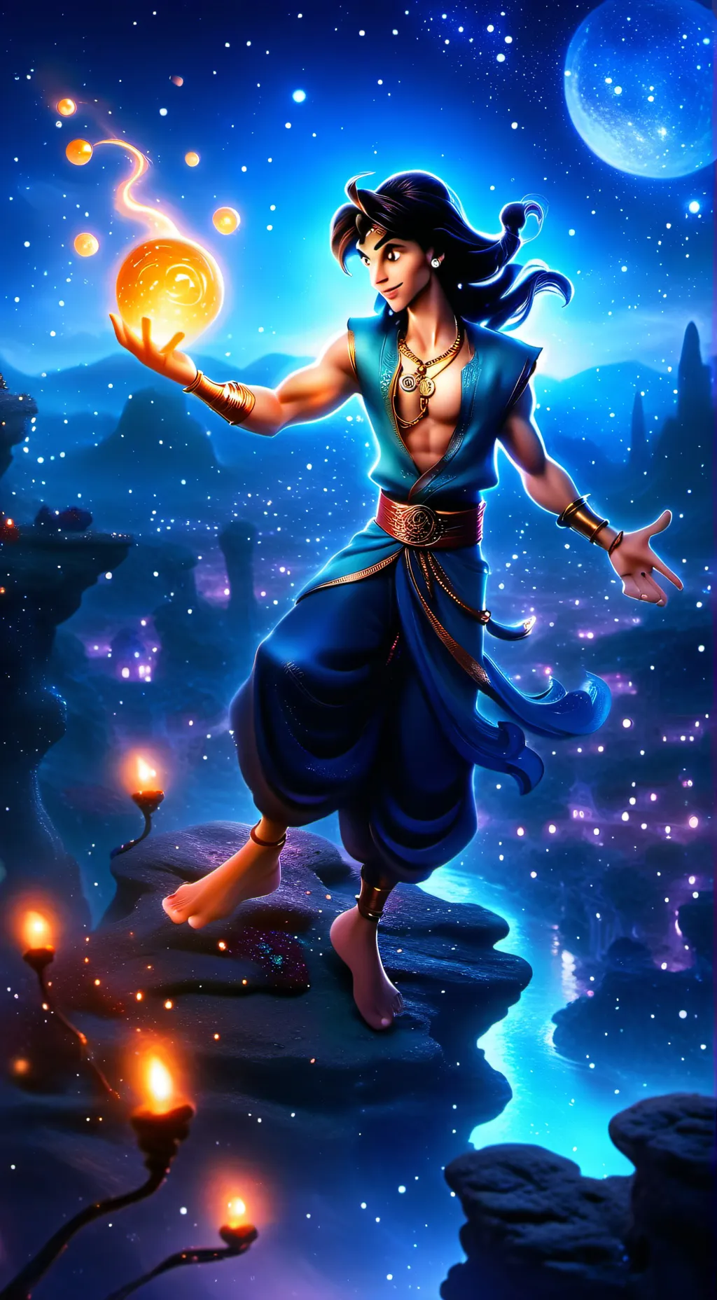 ai character: atla as Aladdin background
