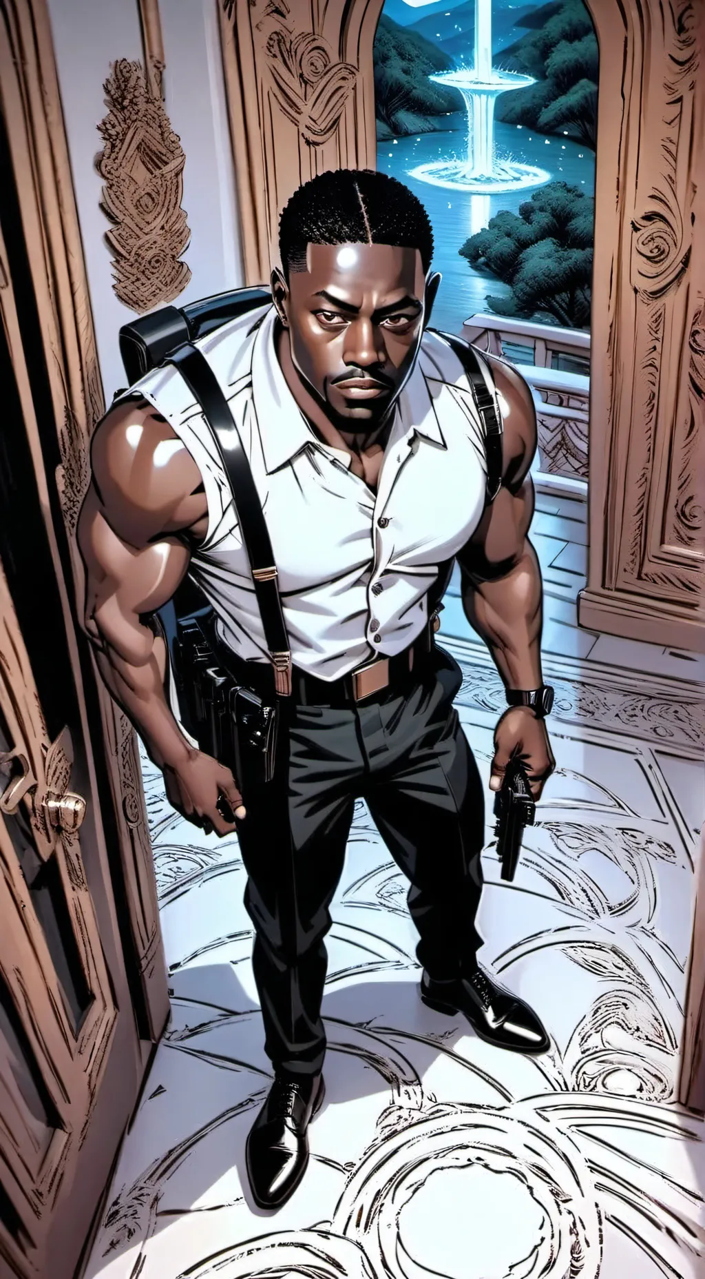 ai character: Security Guard background