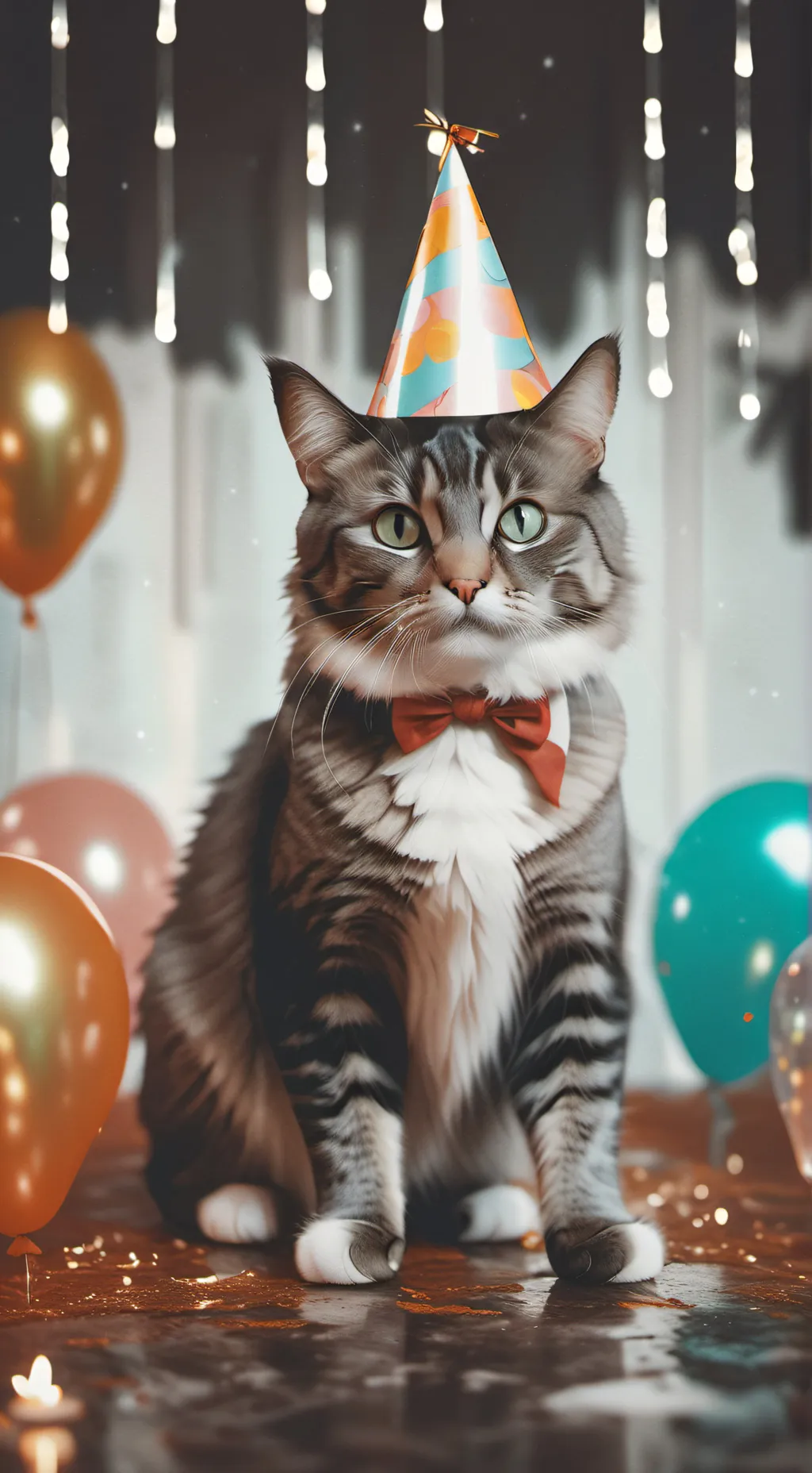 ai character: Cat birthday party background