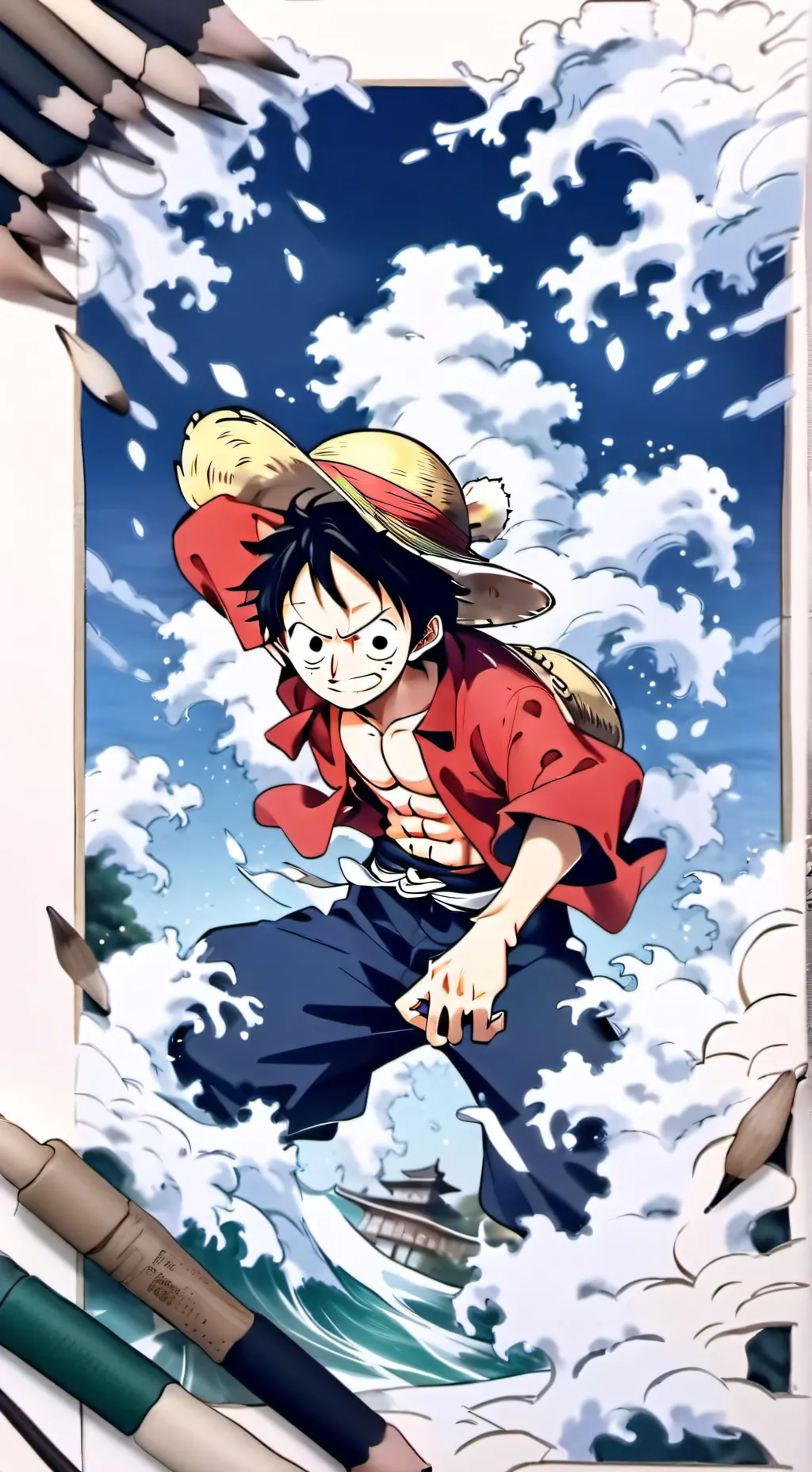 ai character: Luffy fr one piece background