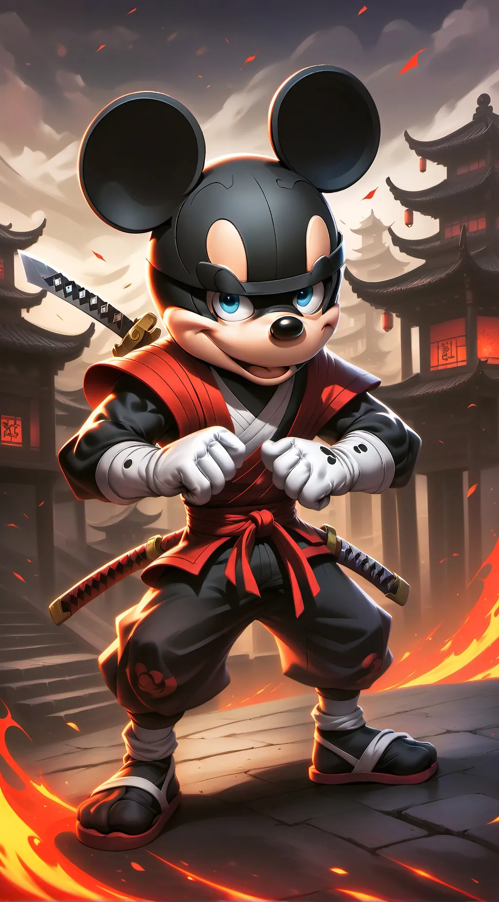 ai character: ninja Mickey background