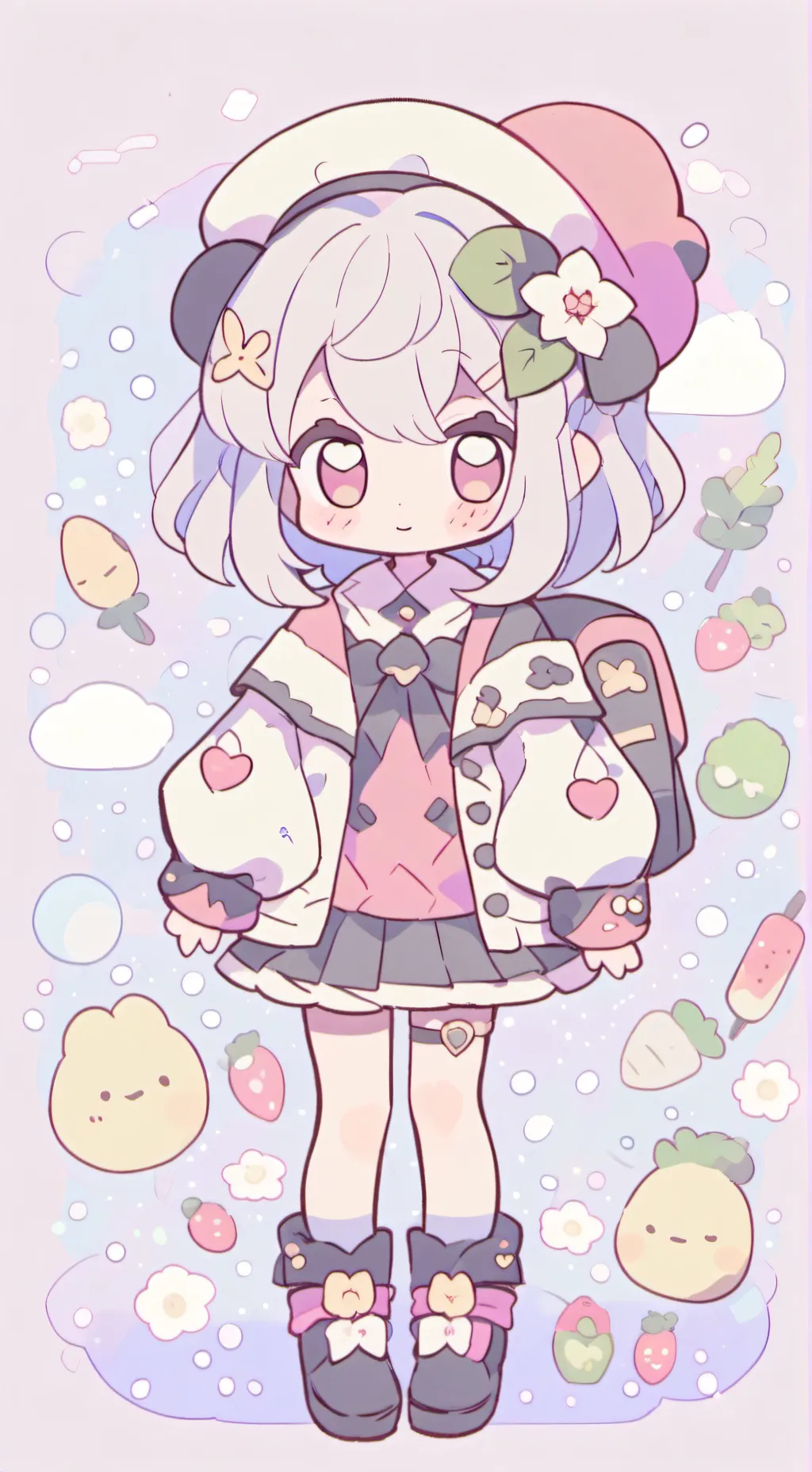 ai character: Strawberry background