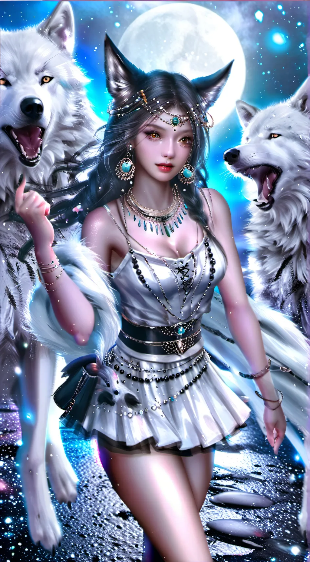 ai character: Hogwarts wolf girl background