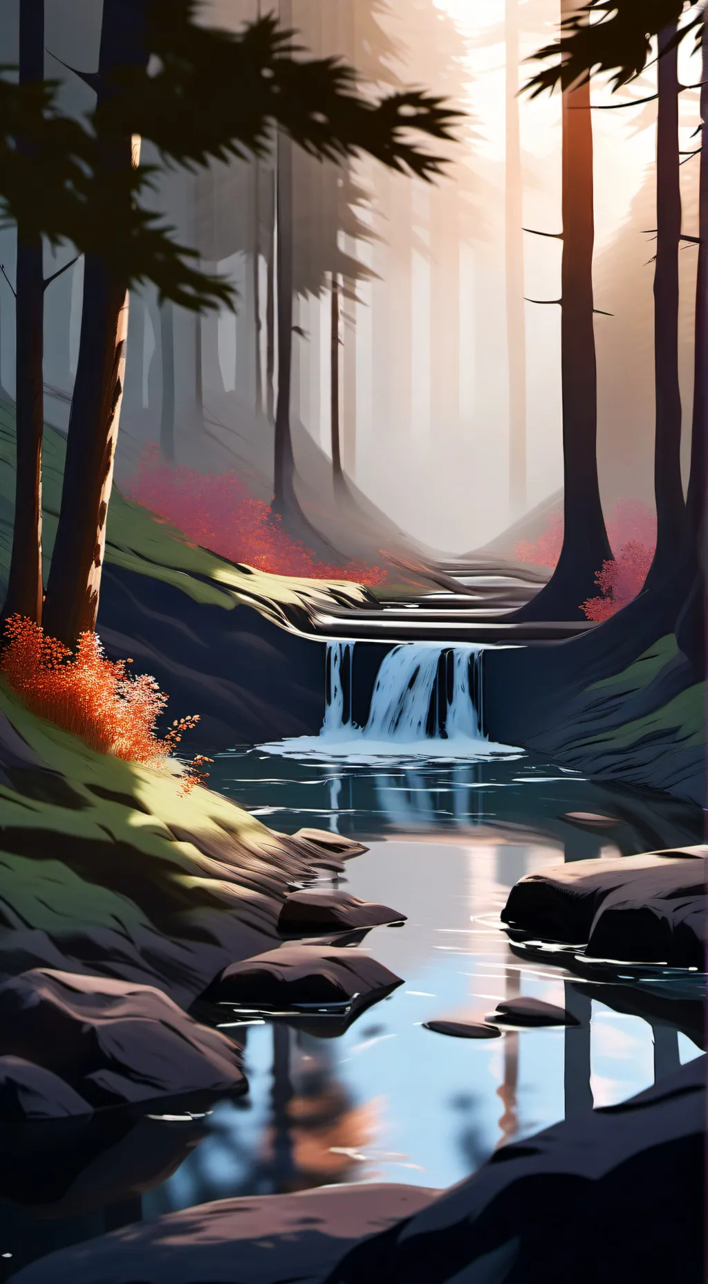 ai character: KNY hot springs background