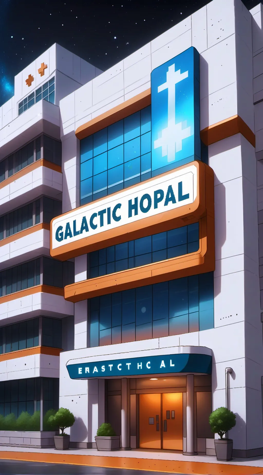 ai character: galactic hospital background