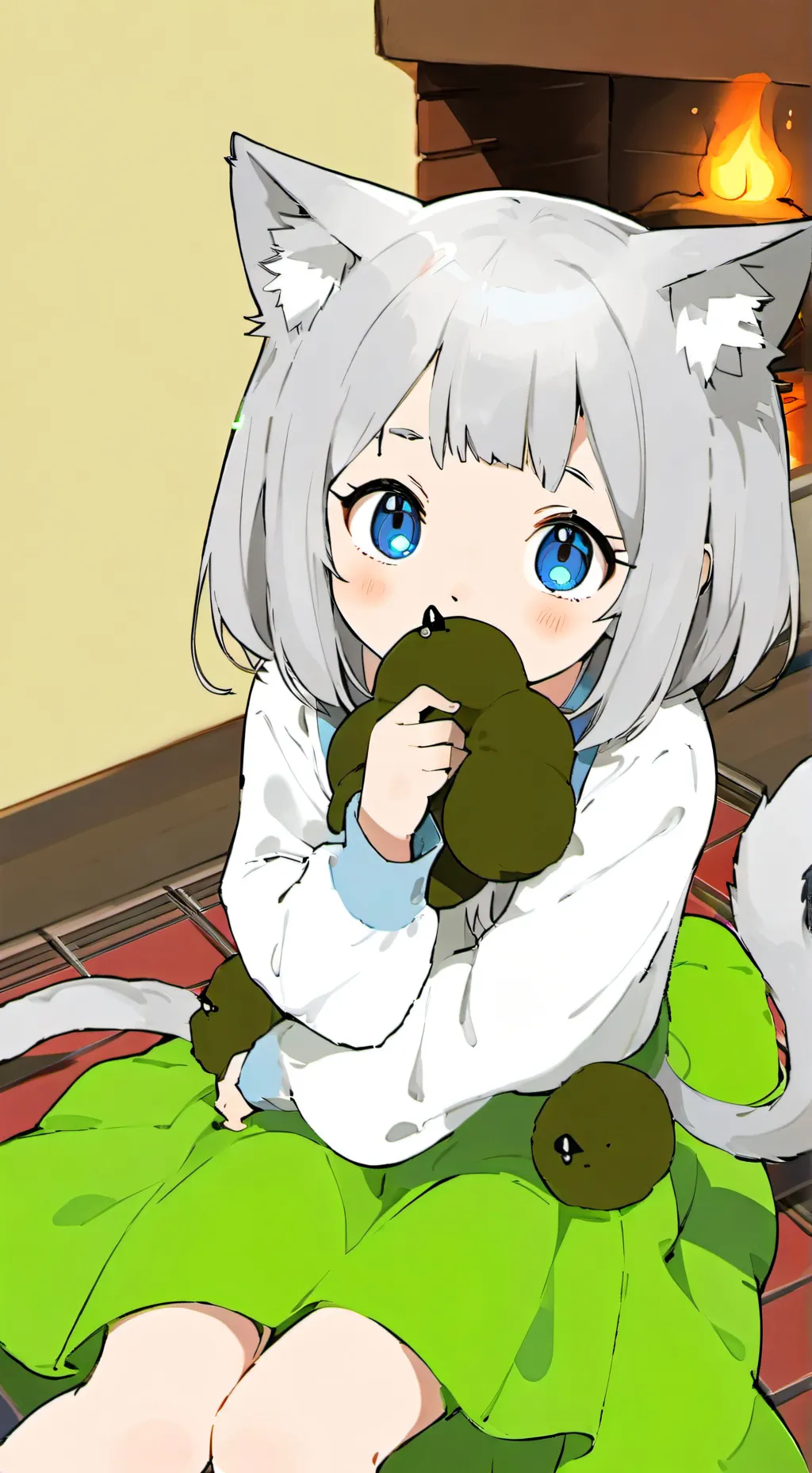 ai character: strawberry kiwi background