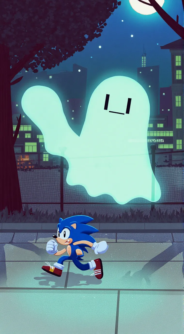 ai character: SONIC HUNTED HOUSE background