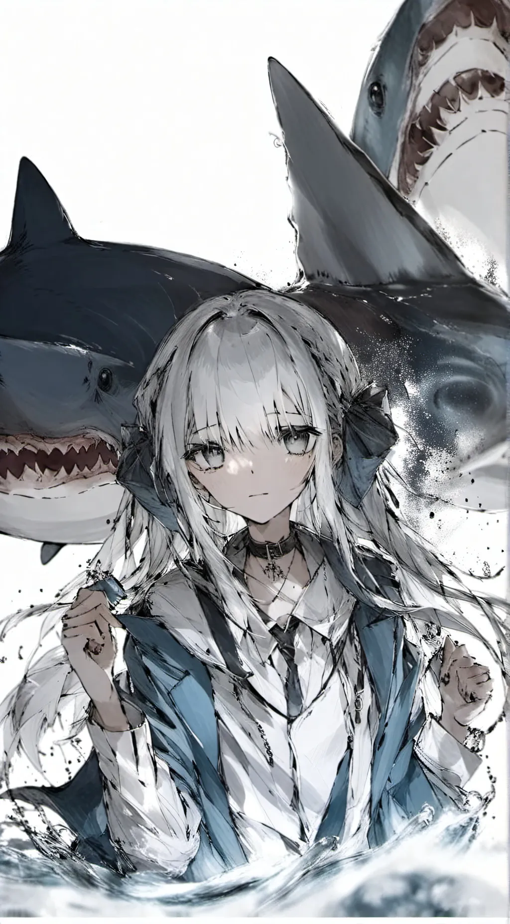 ai character: Airia meuf requin  background