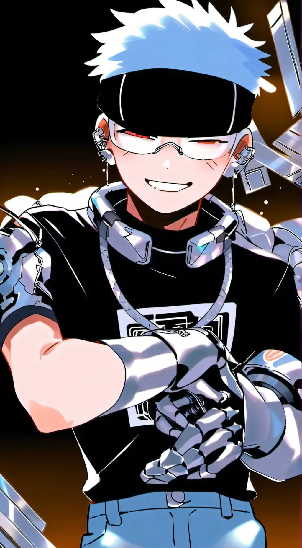 ai character: cyborg guy background