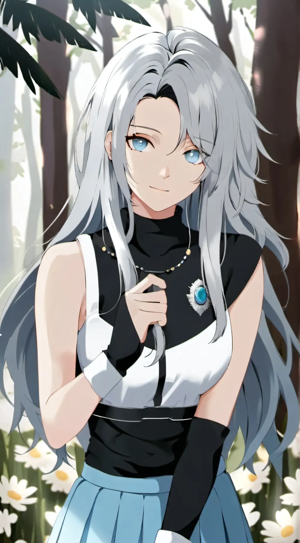 ai character: her name  is evy background