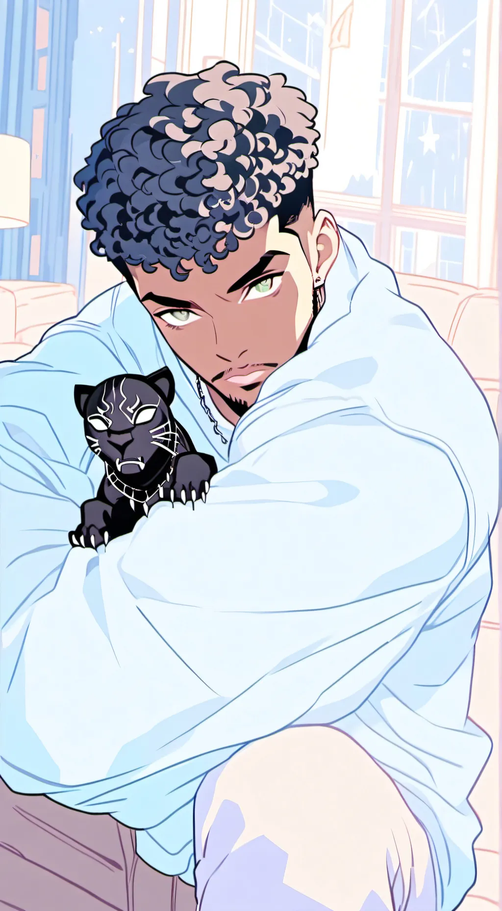 ai character: Night Panther Furry background