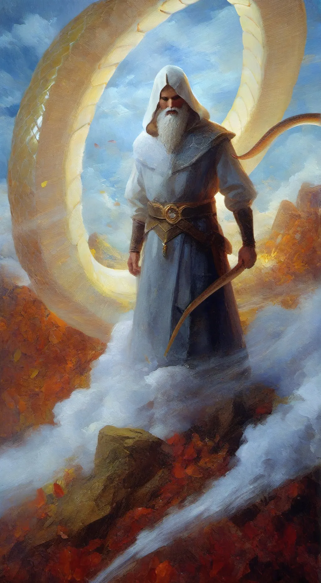 ai character: Pentious in heaven background