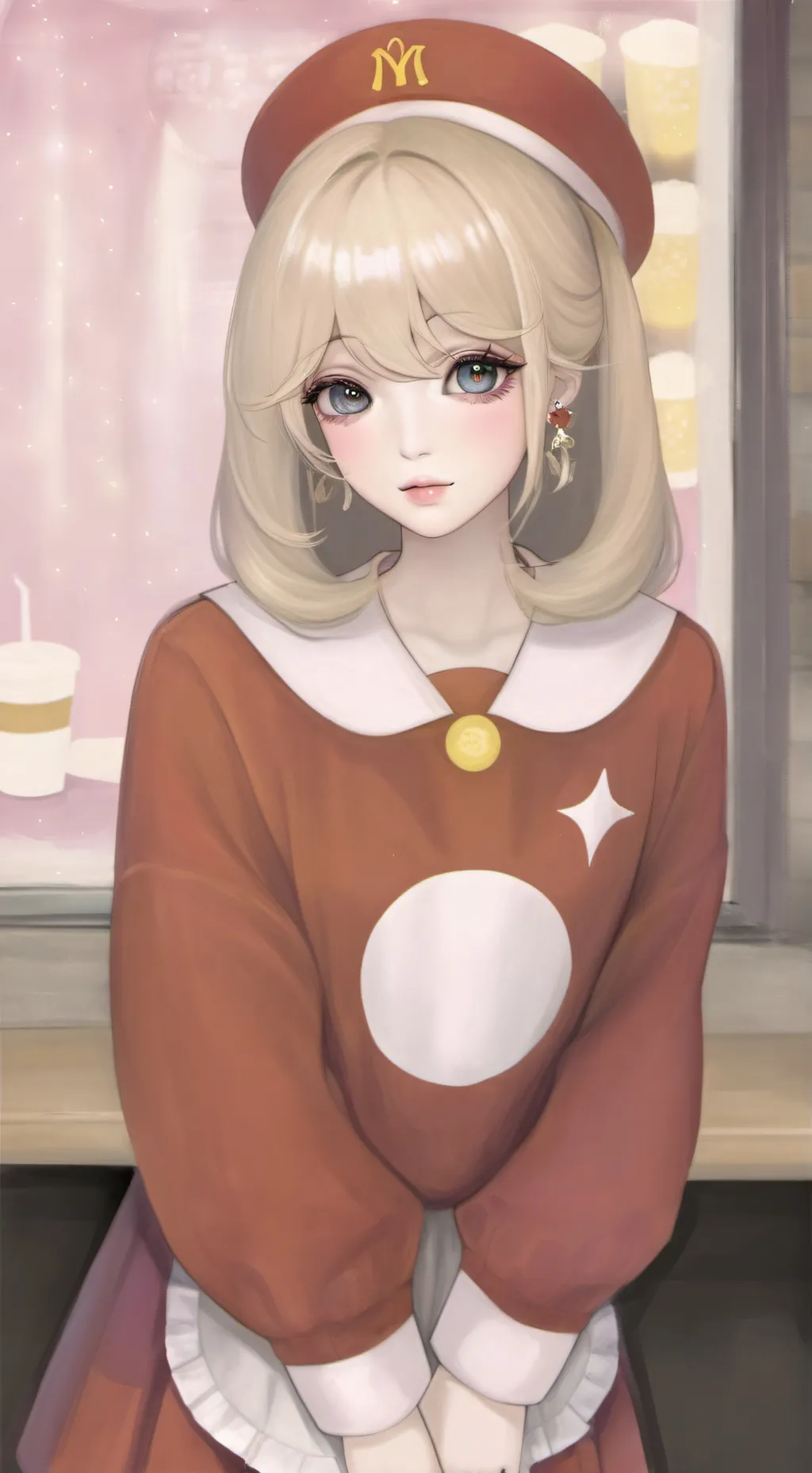 ai character: MC DONALD S WORKER background