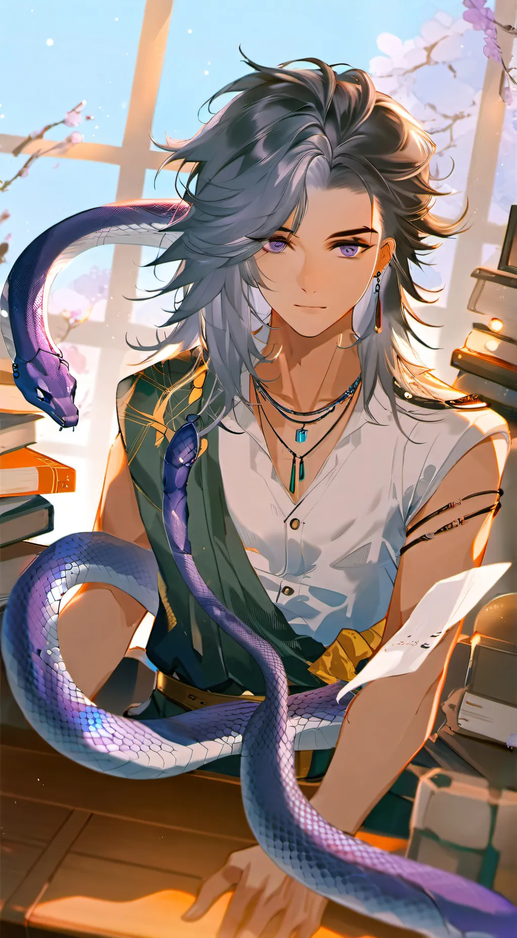 ai character: Purply Snake Furry background