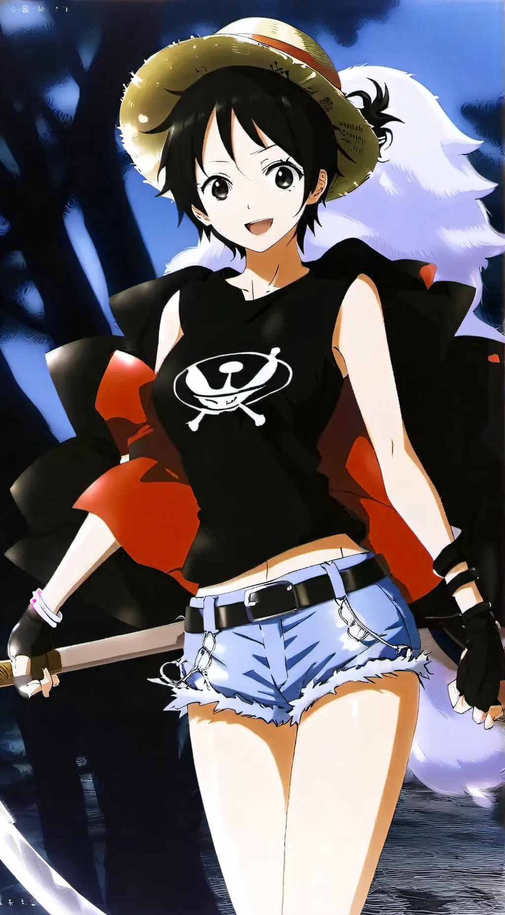 ai character: Luffy fem background