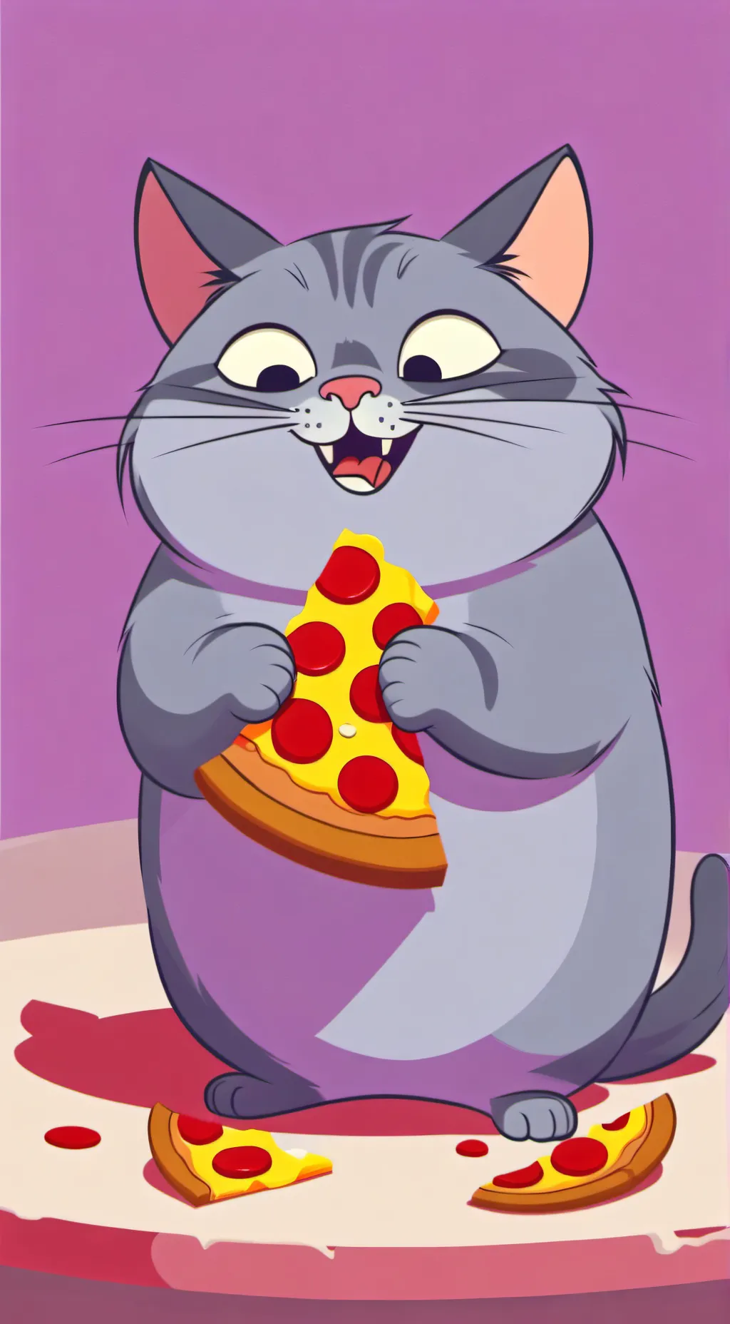 ai character: fat cat mukbang background