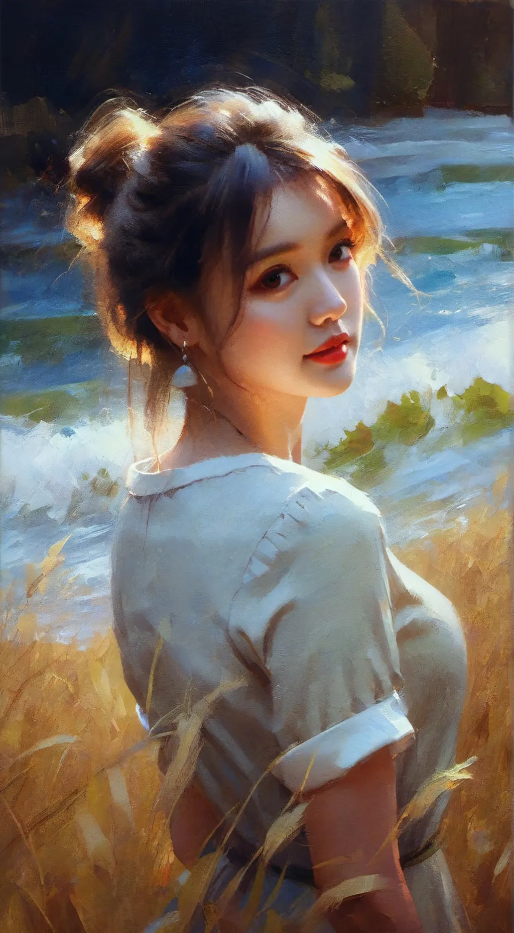 ai character: Hot girl Thea background