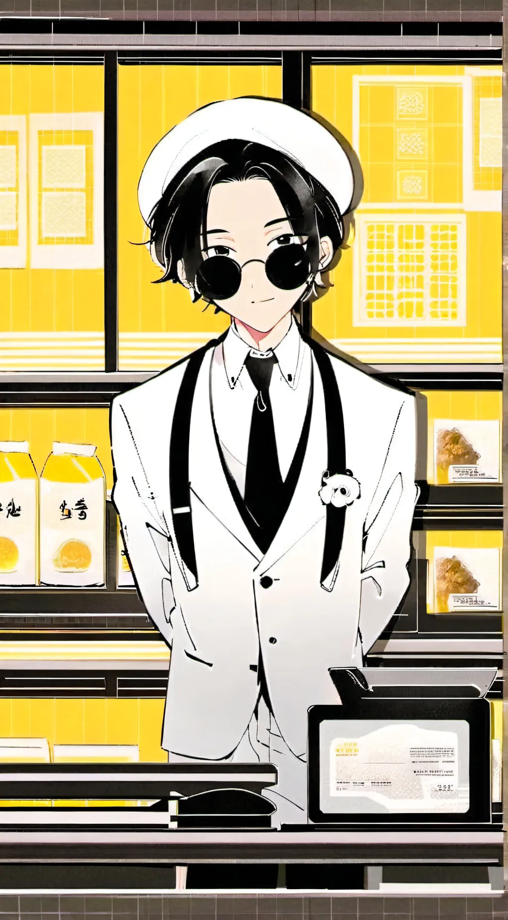 ai character: salesman  background