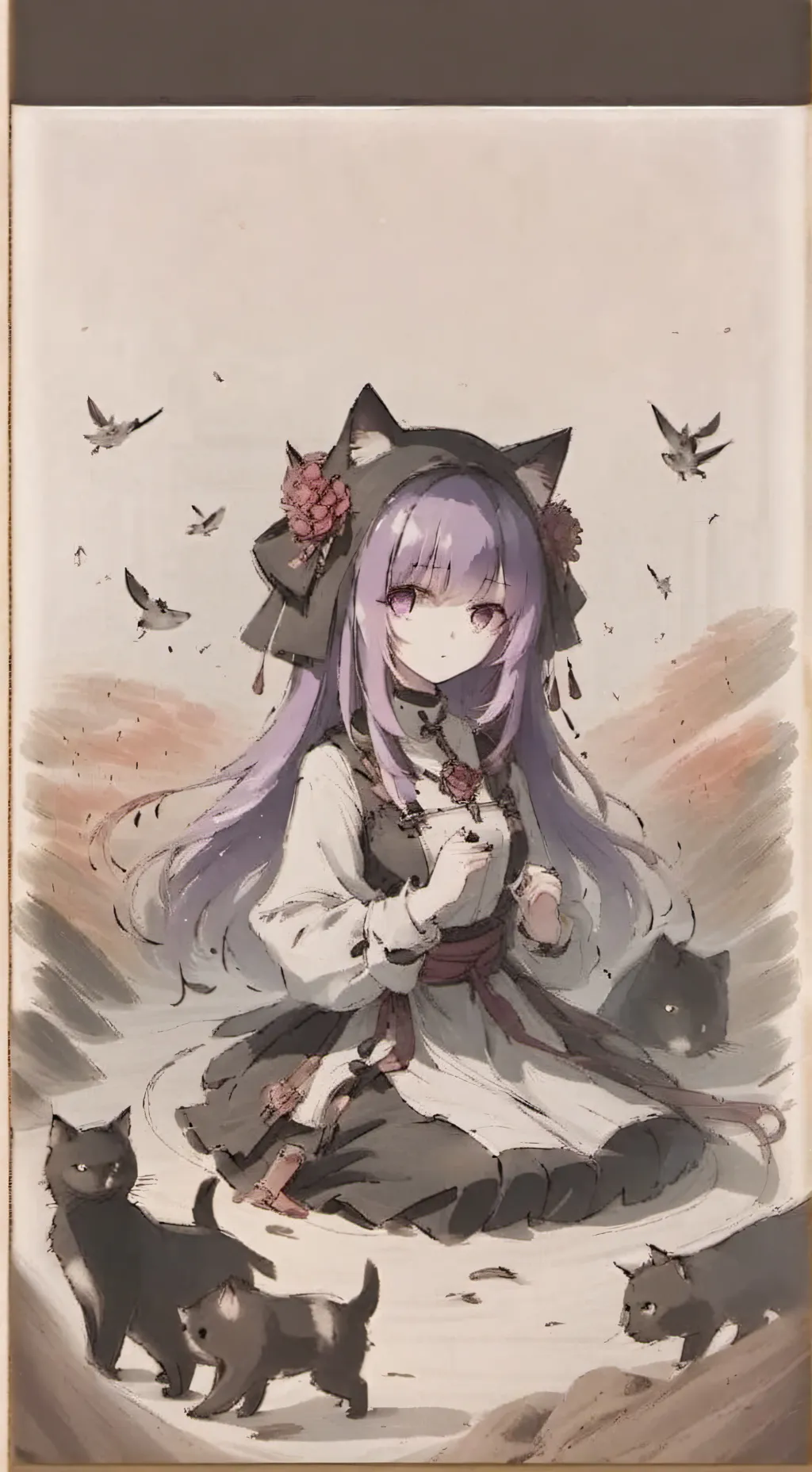 ai character: Purple cat💜💜 background