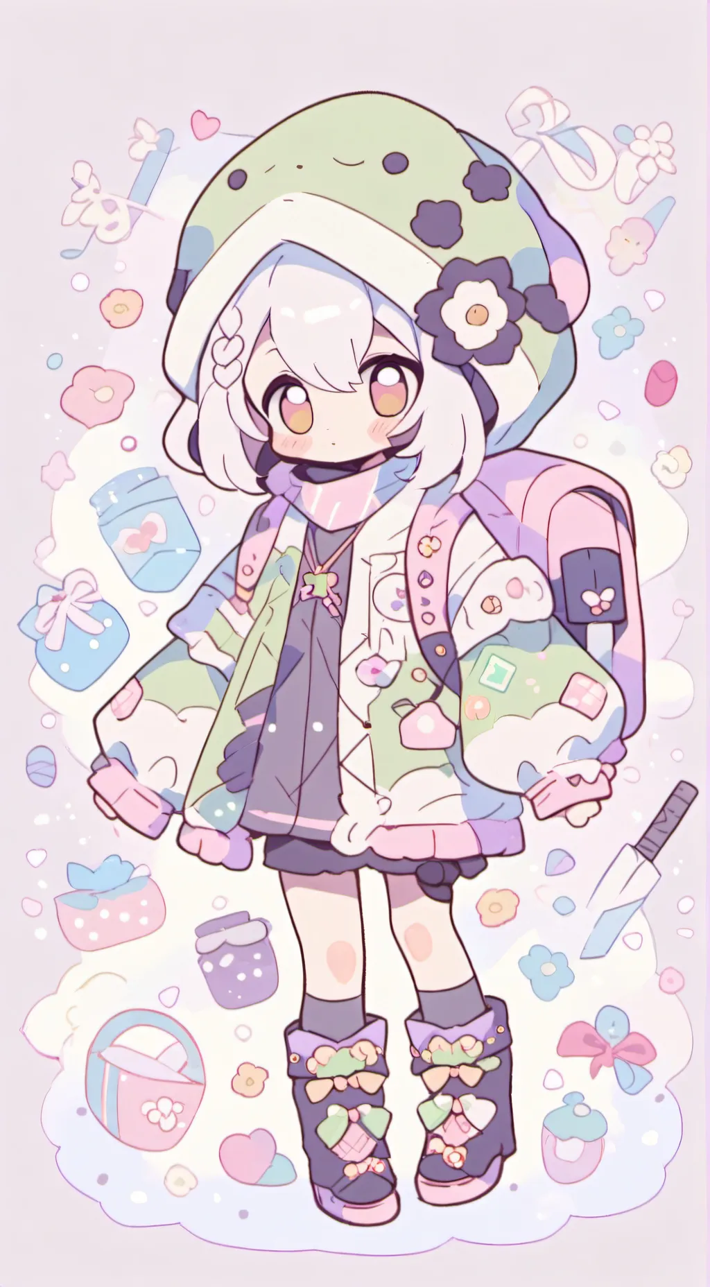 ai character: smileing critters background