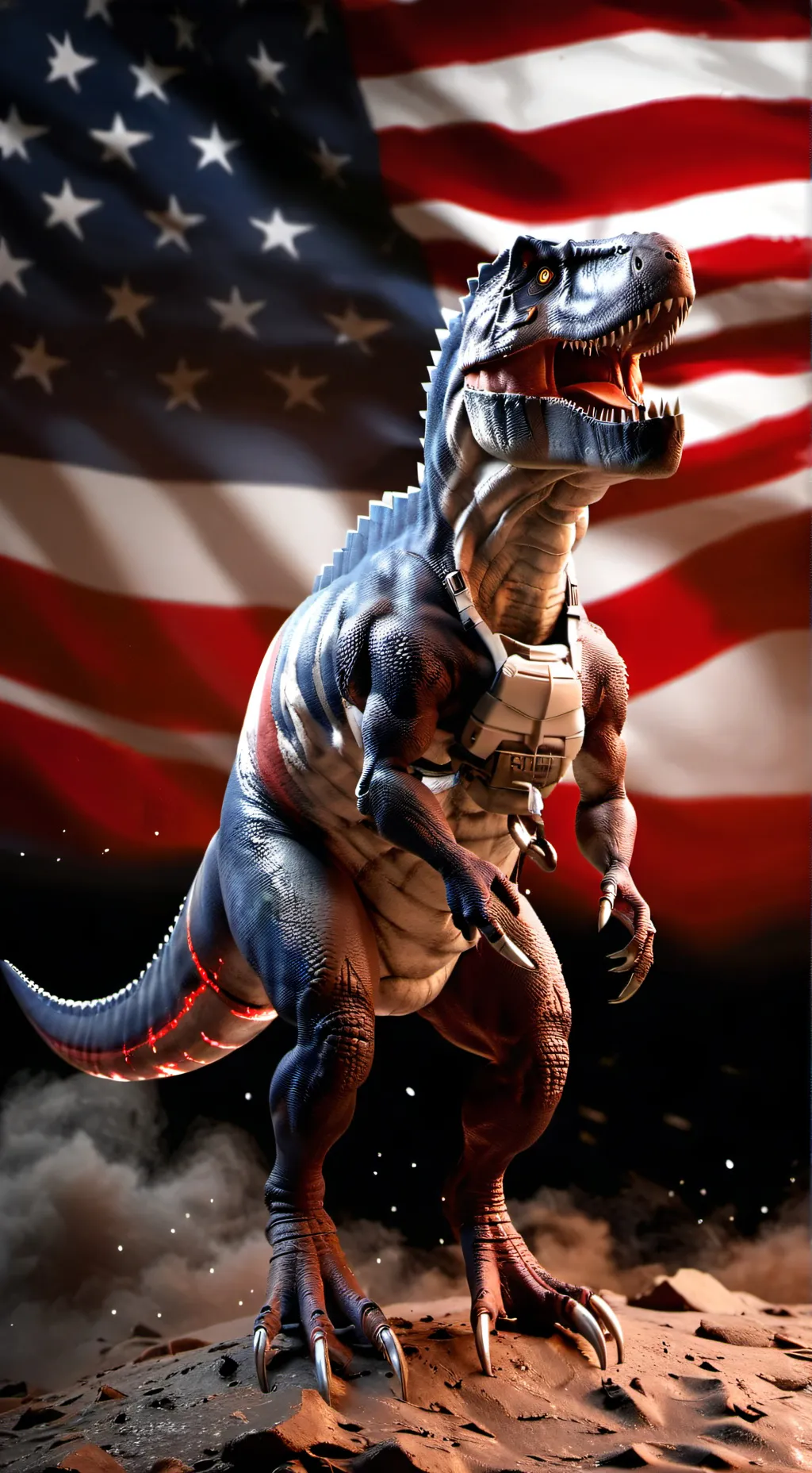 ai character: DinoGringo🦅🇺🇸 background
