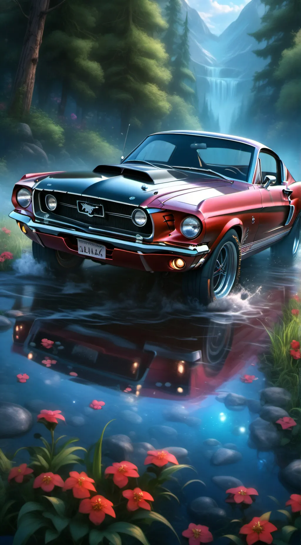ai character: 1968 Mustang background