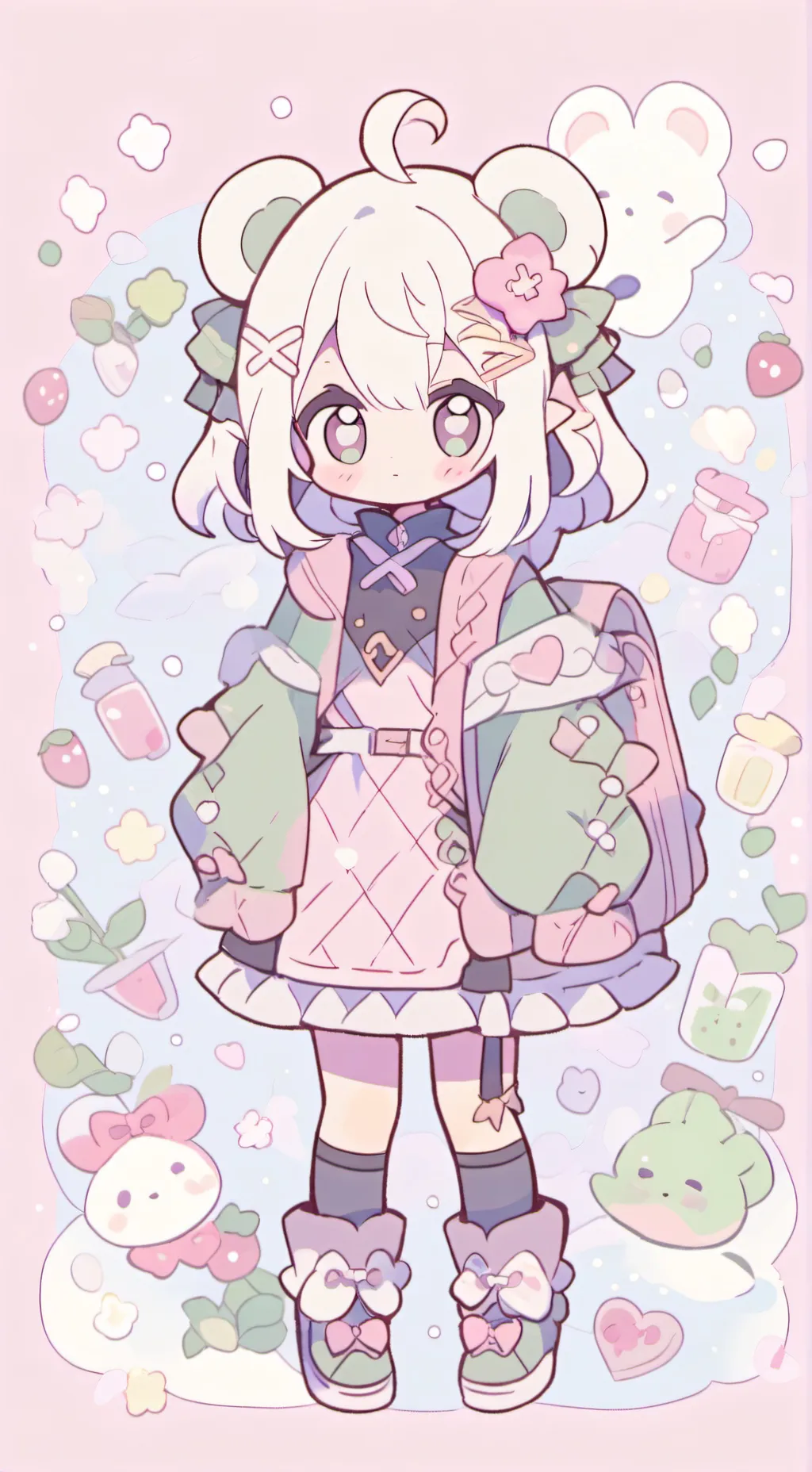 ai character: cute girl  background