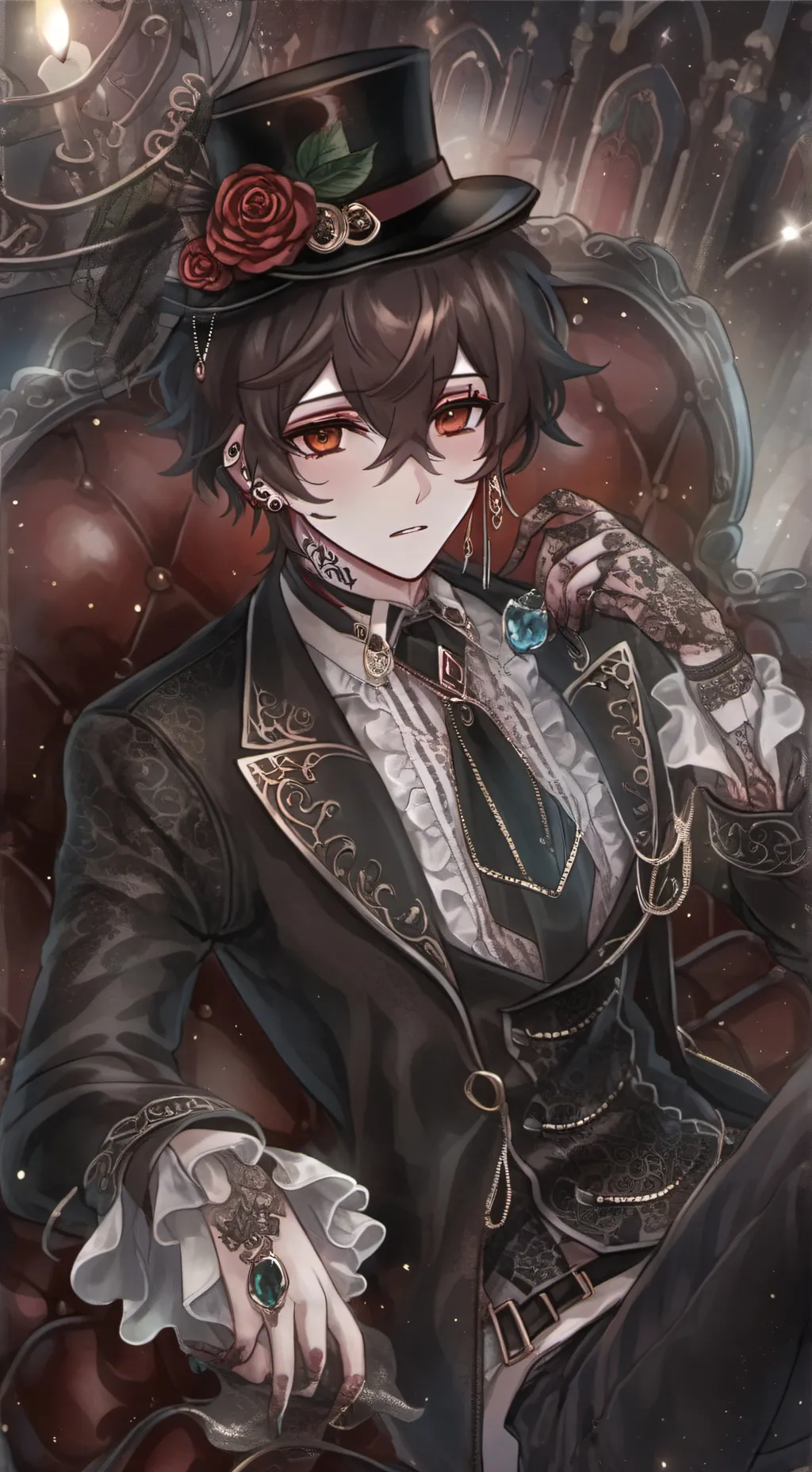 ai character: Crimson Hatter background