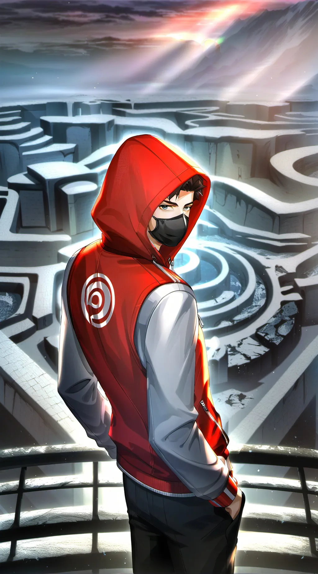 ai character: MD in squid game background