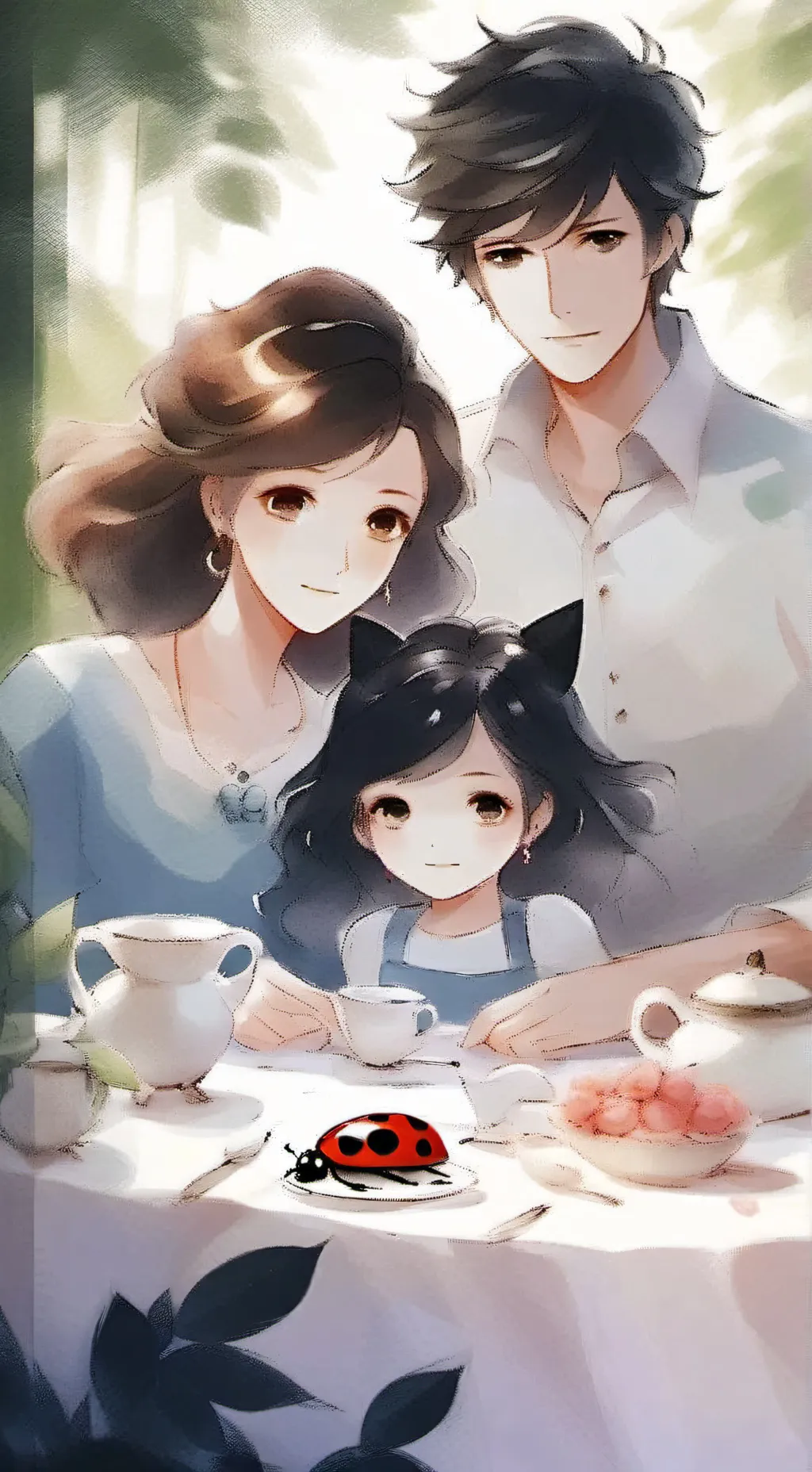 ai character: adrien Marinette  background
