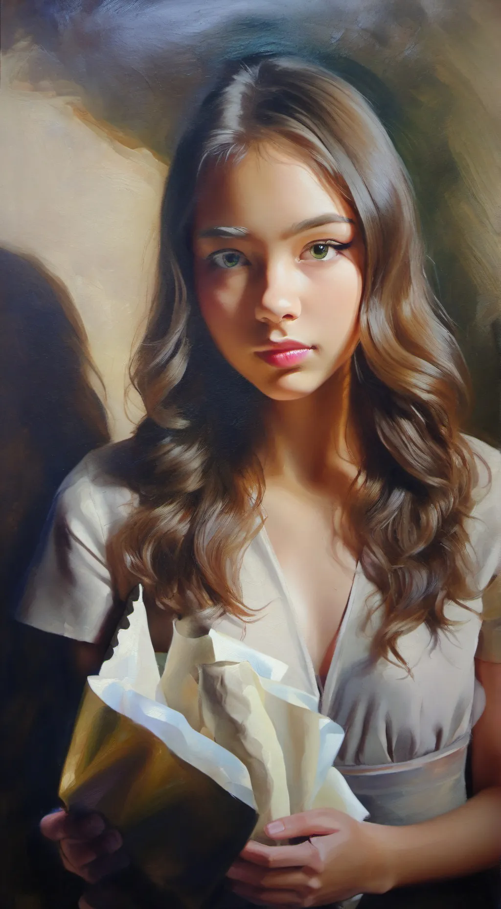 ai character: Violet background