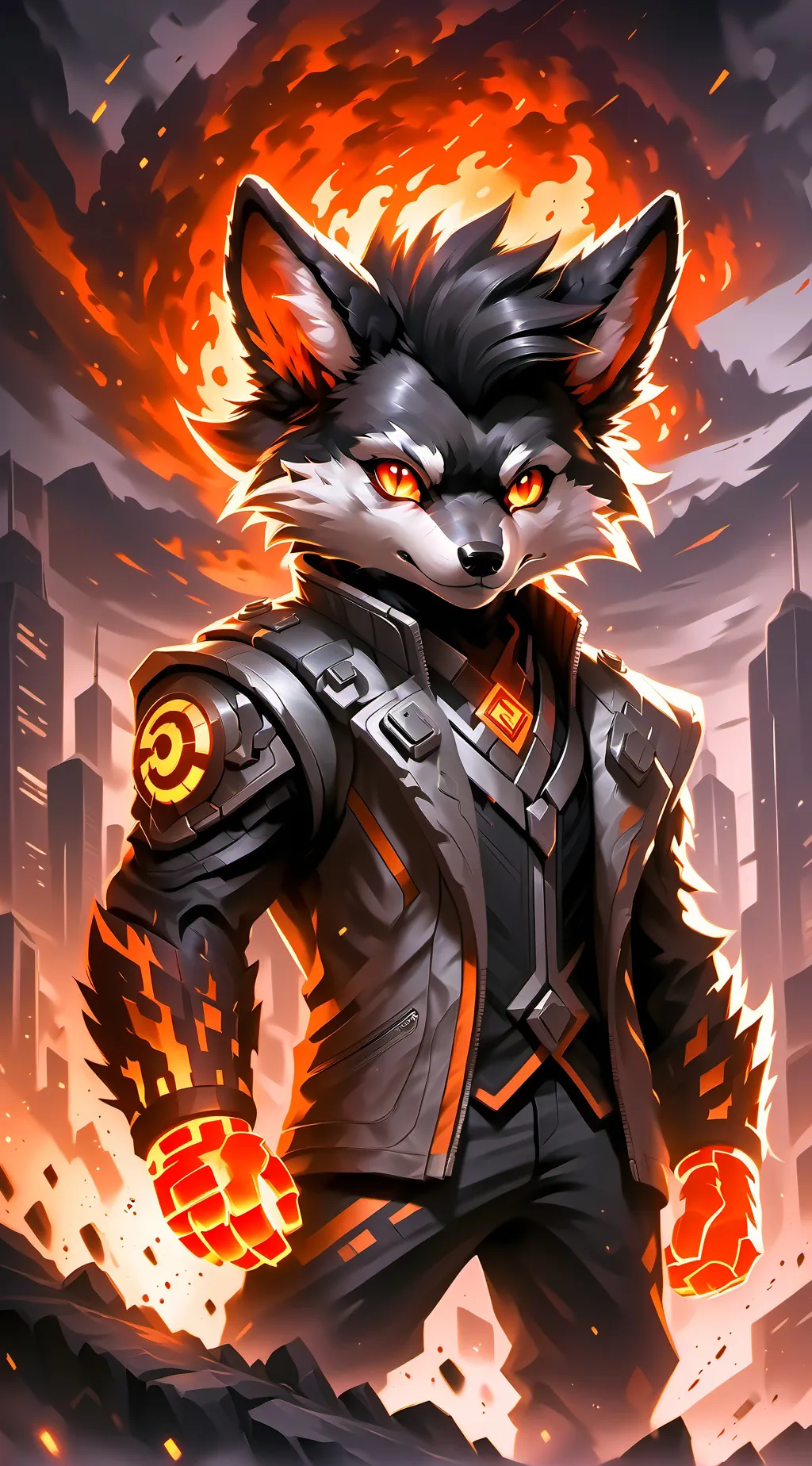 ai character: volcanoy background