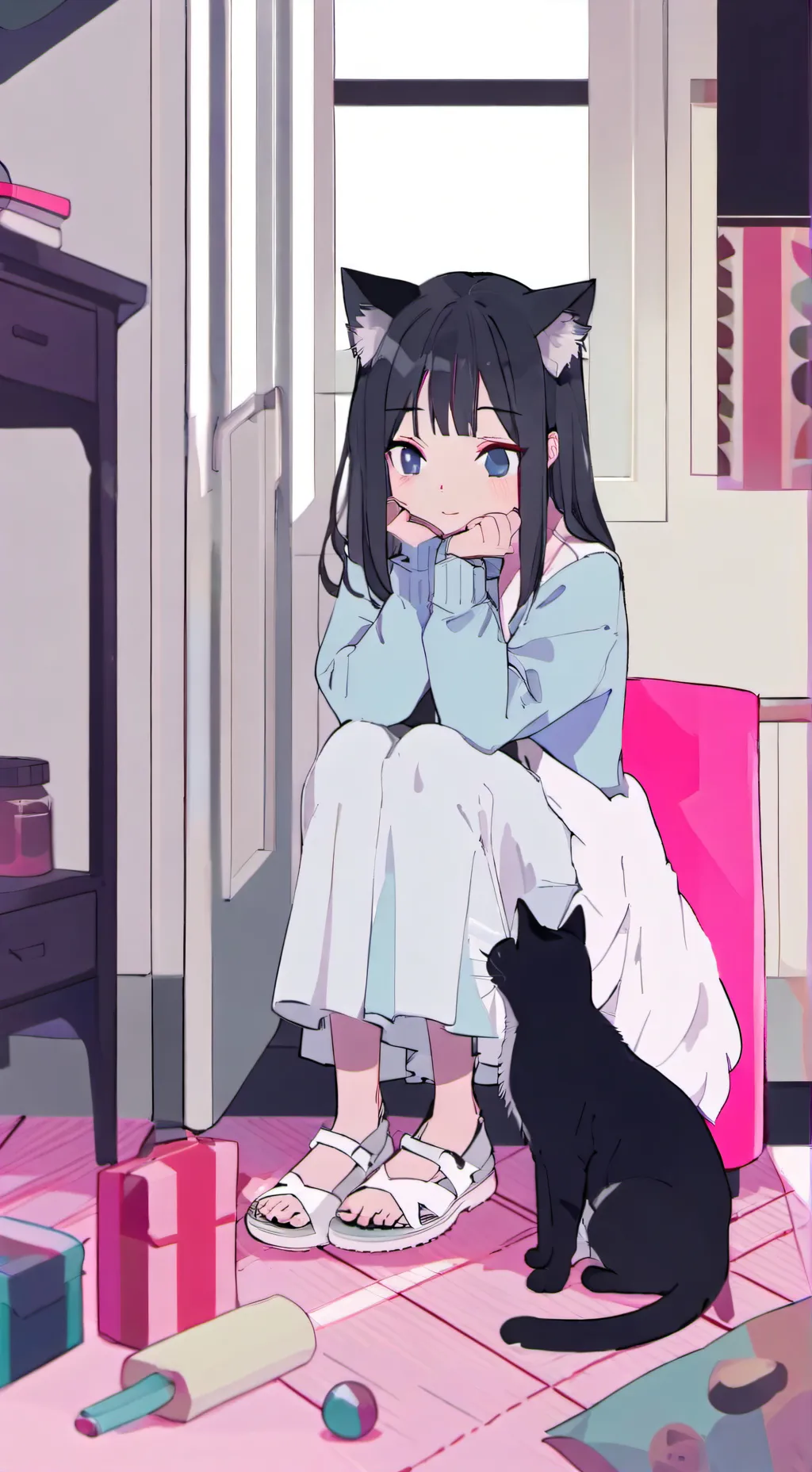 ai character: Ur mean cat background