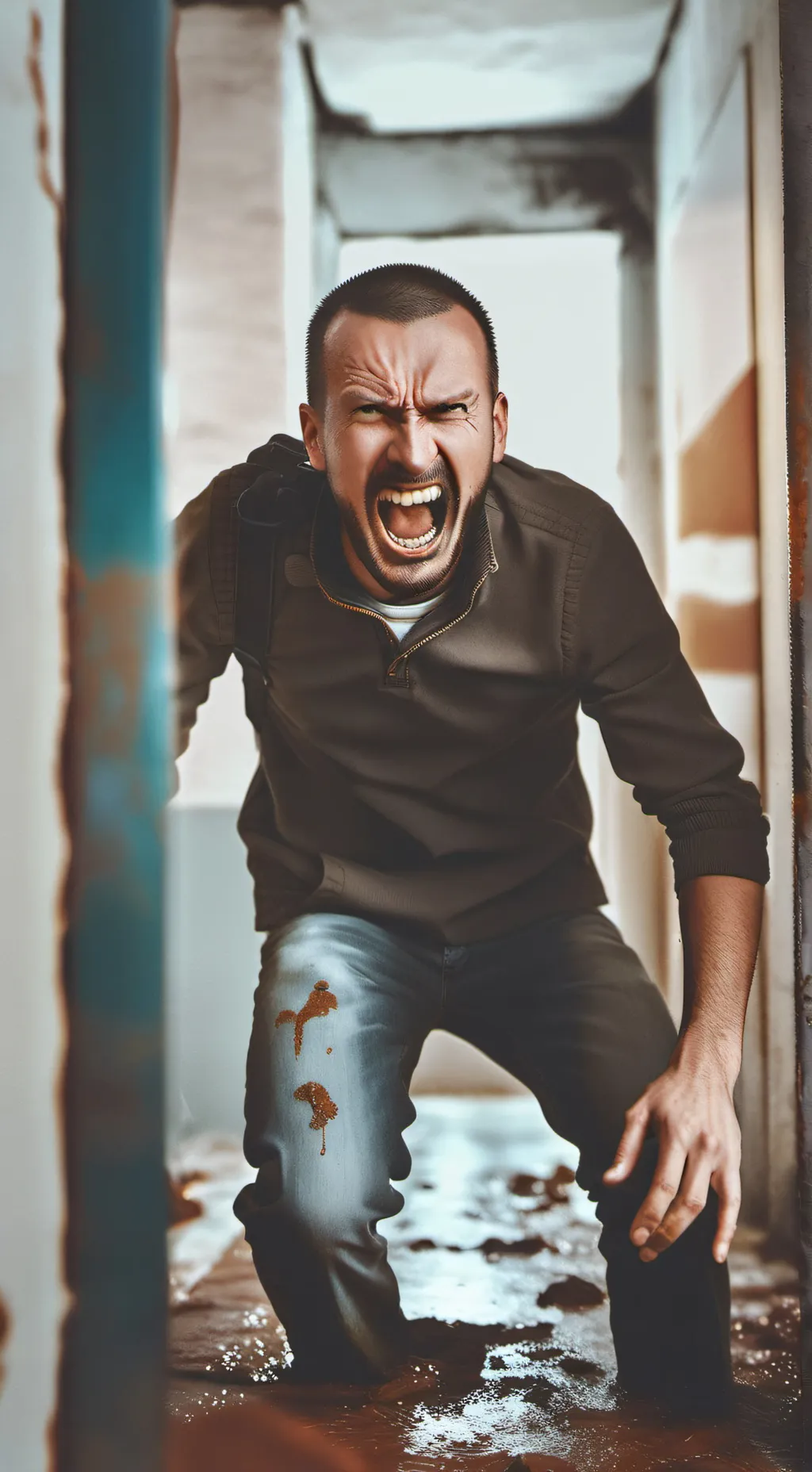 ai character: screaming crap man background