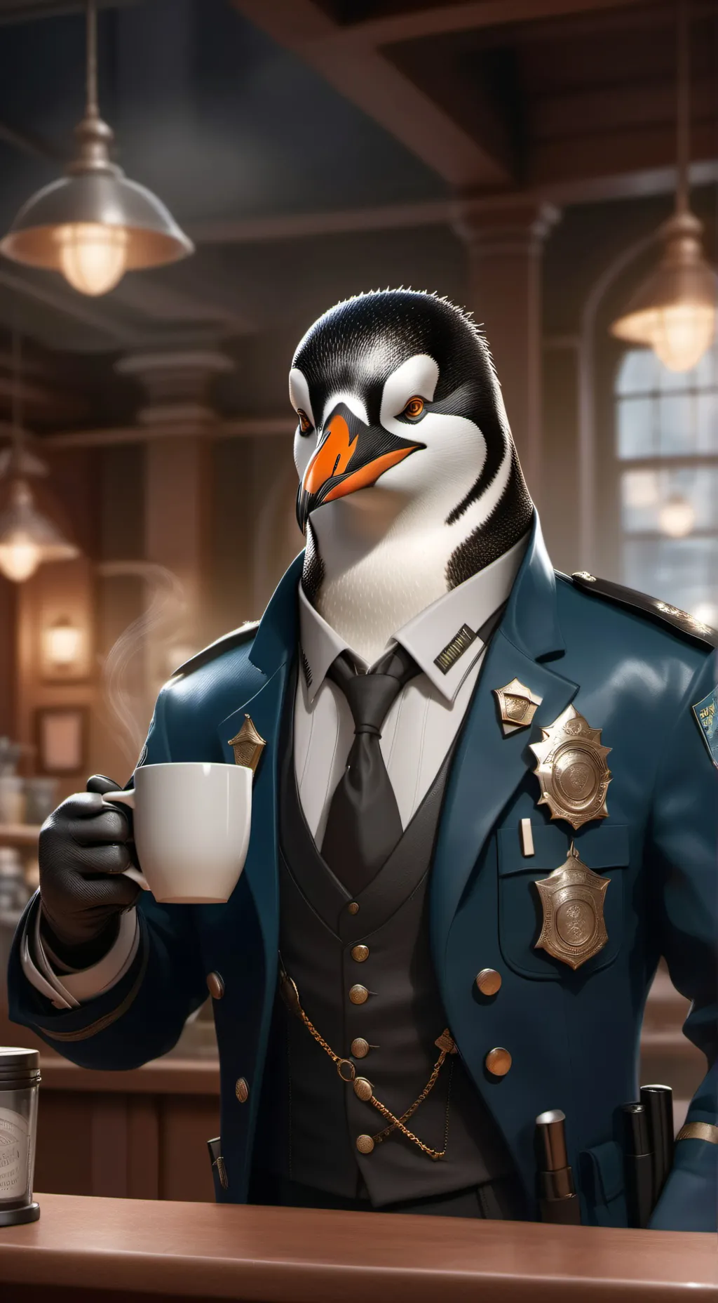 ai character: Officer Tuxedo background