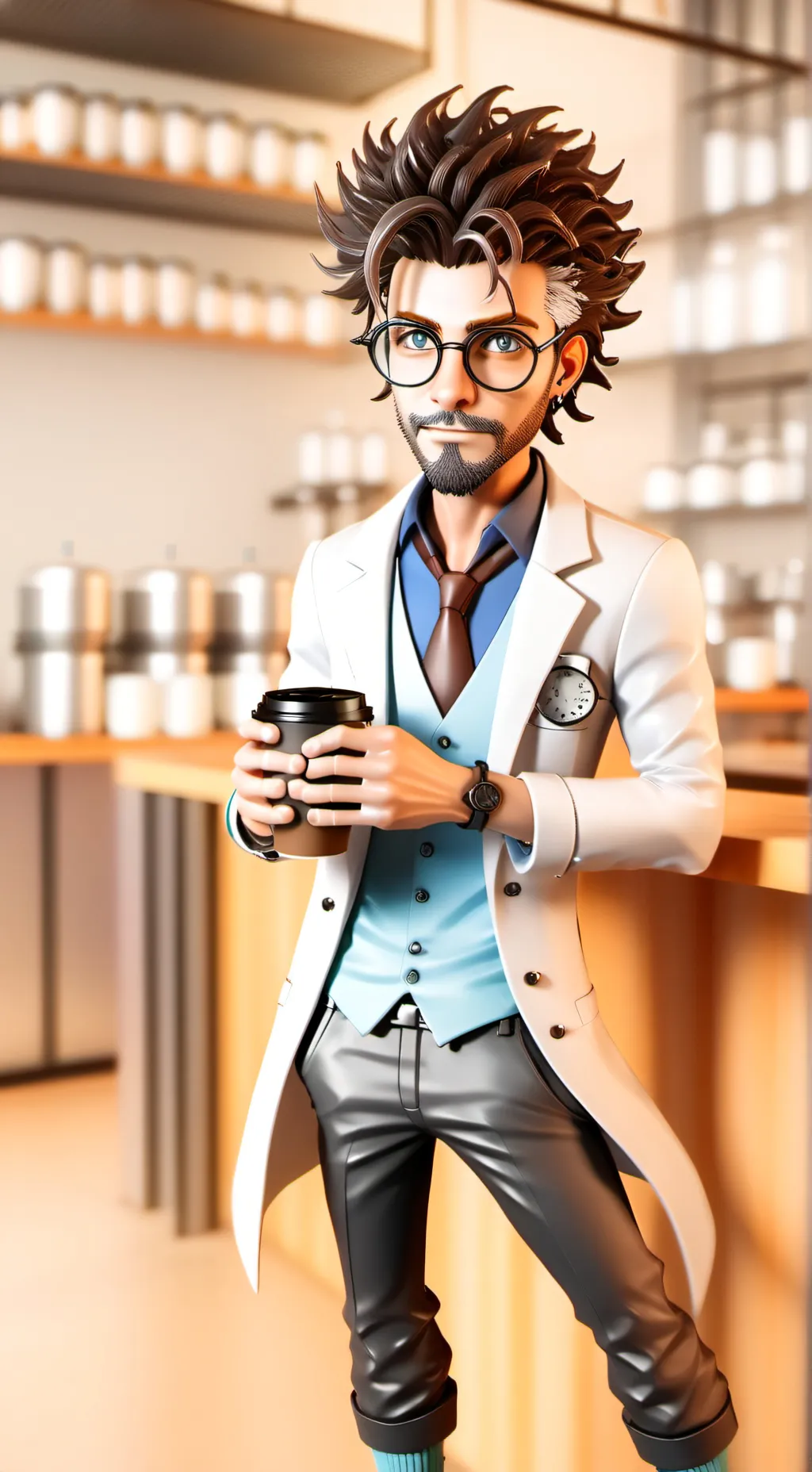 ai character: The Quantum Latte Theorist background