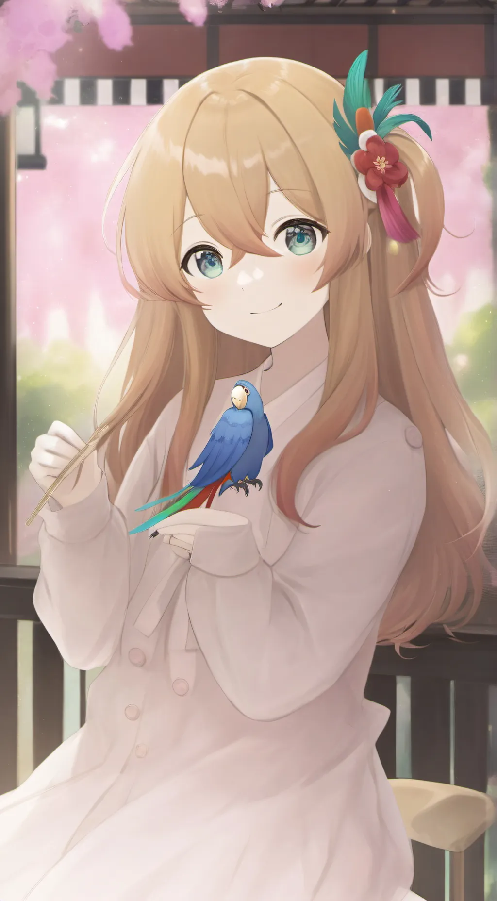 ai character: Colorful Parrot Spirit background