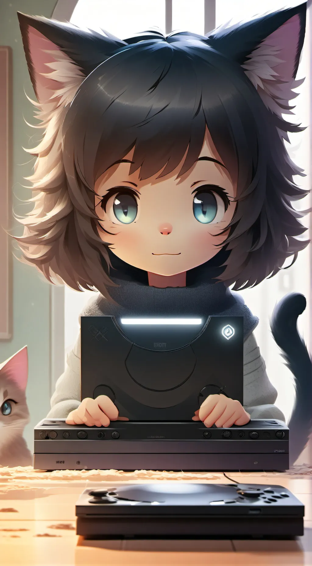 ai character: PS5 Purring Spirit background