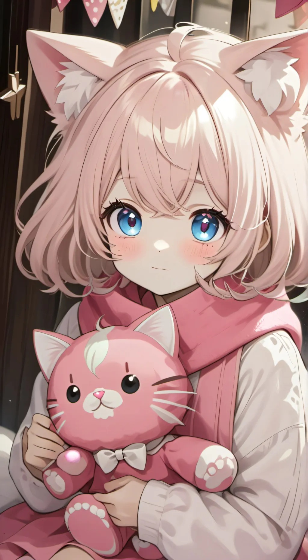 ai character: Pink cat-girl background
