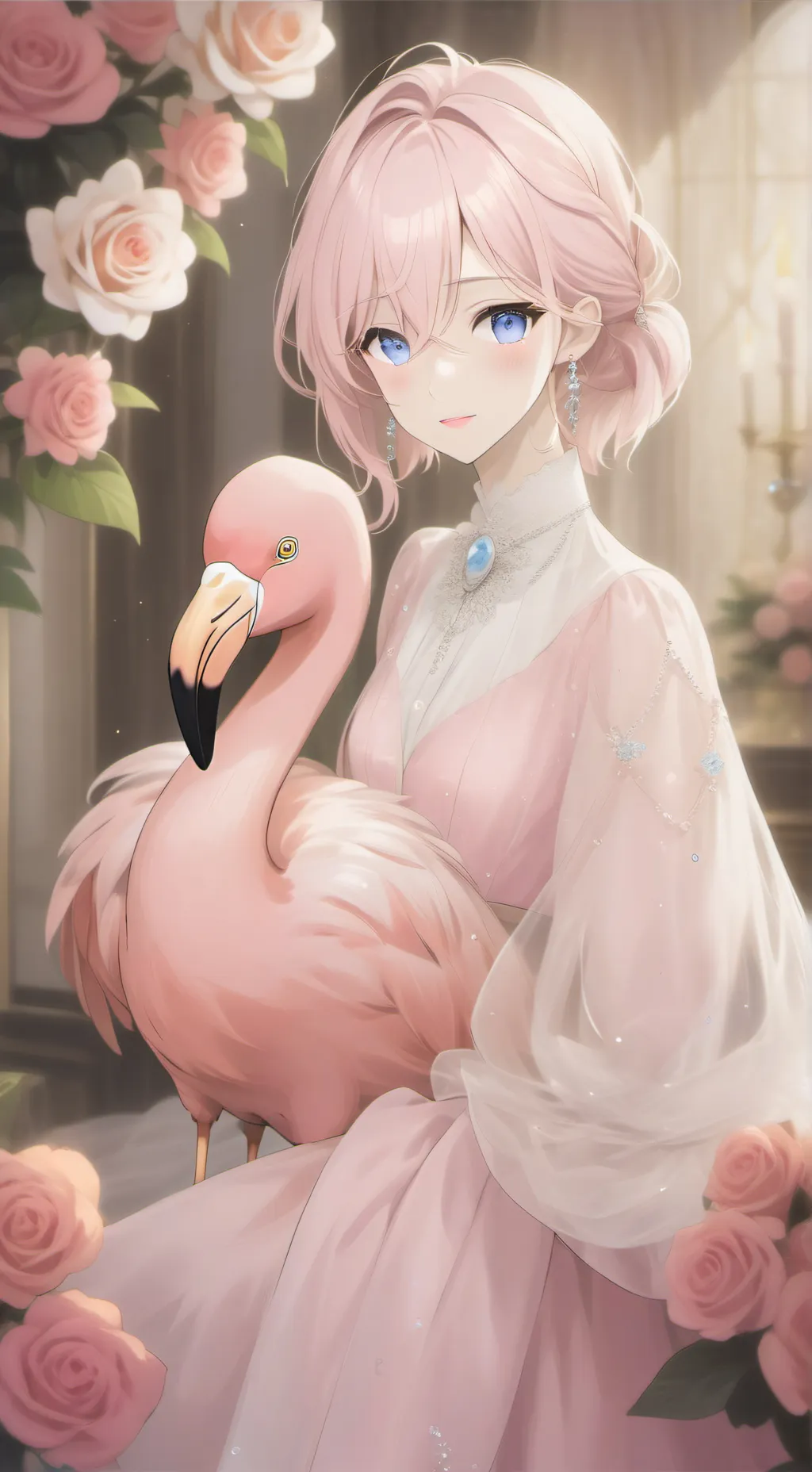 ai character: Flamboyant Flaming background