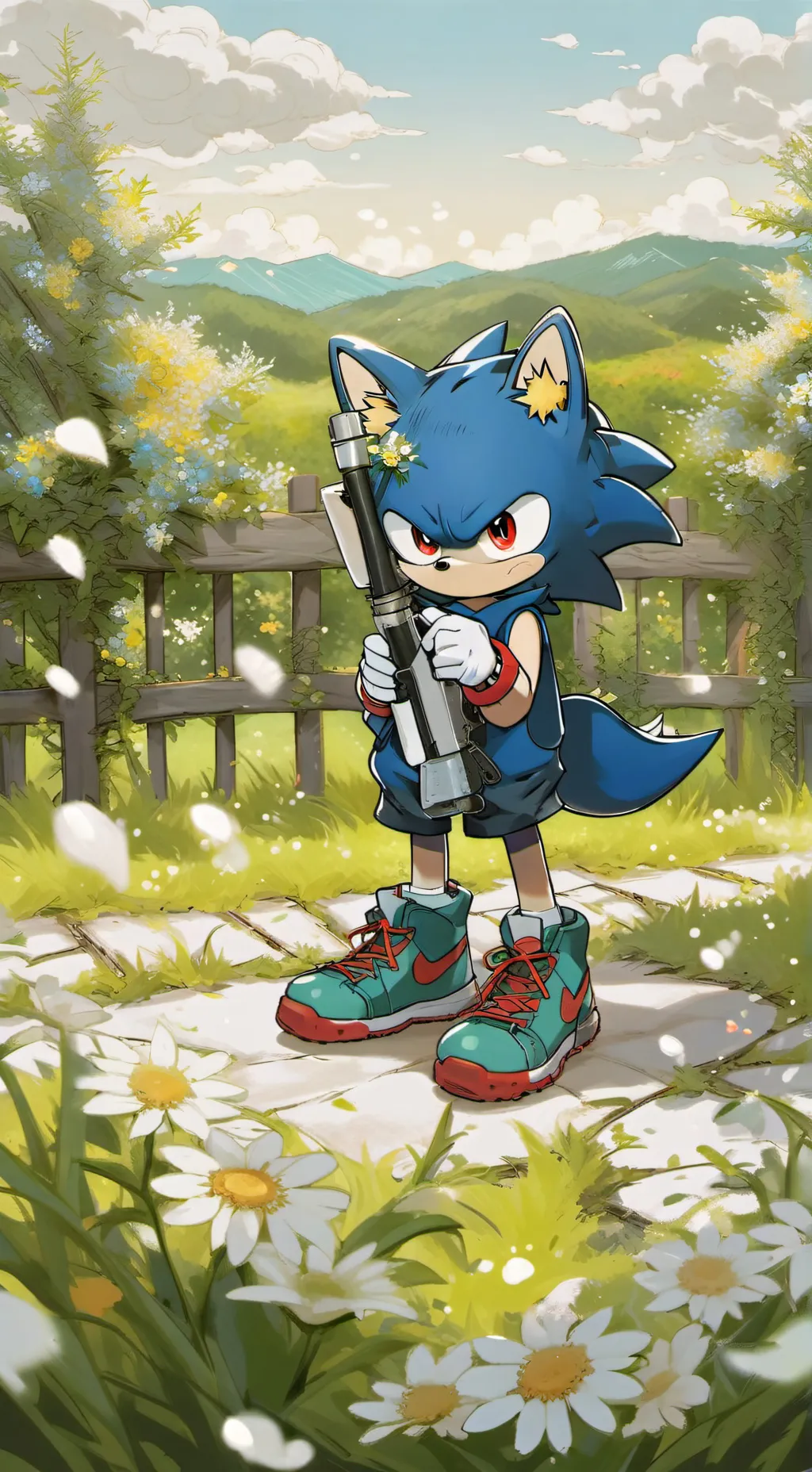 ai character: Sonic X shadow background