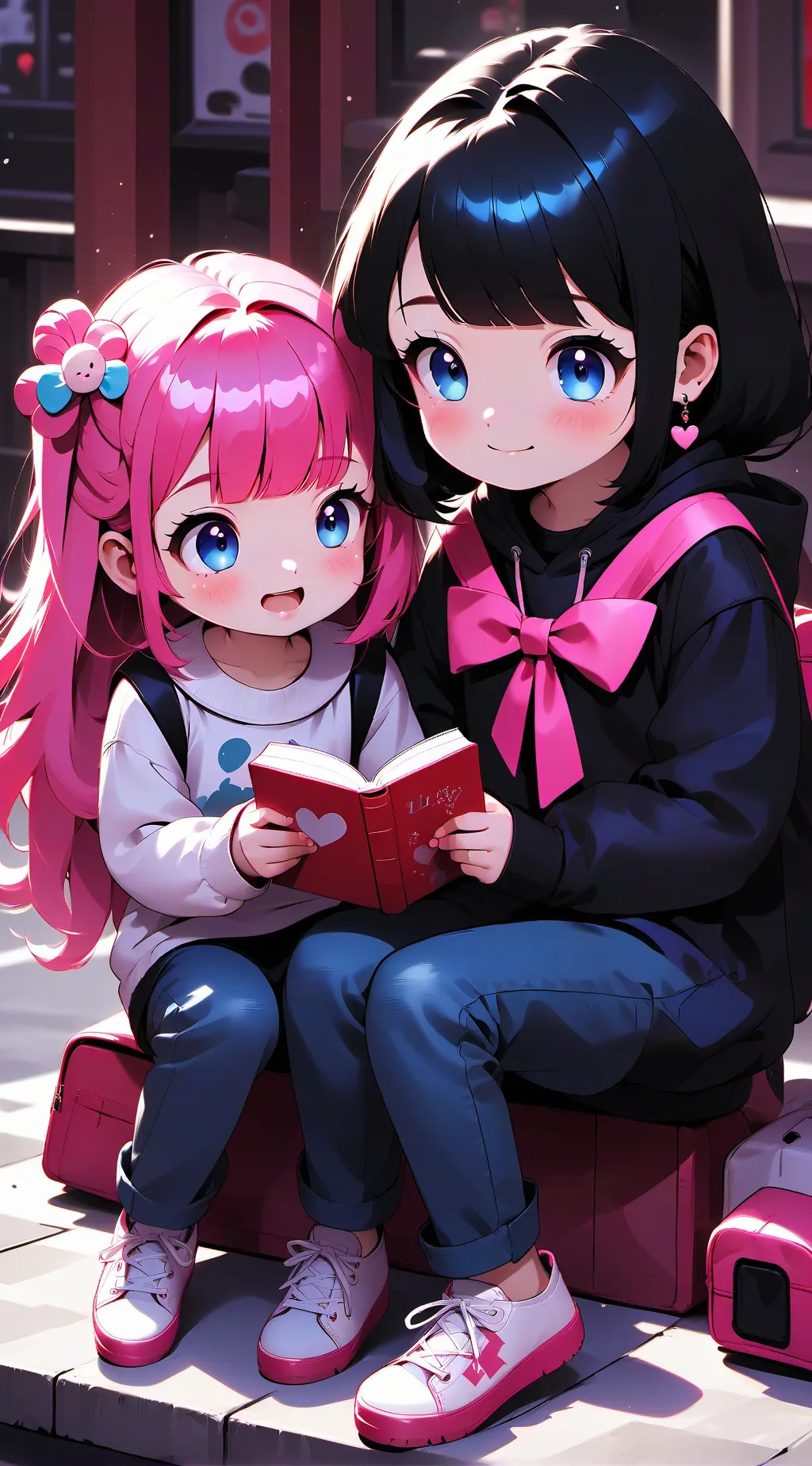ai character: EMA and Emily   background